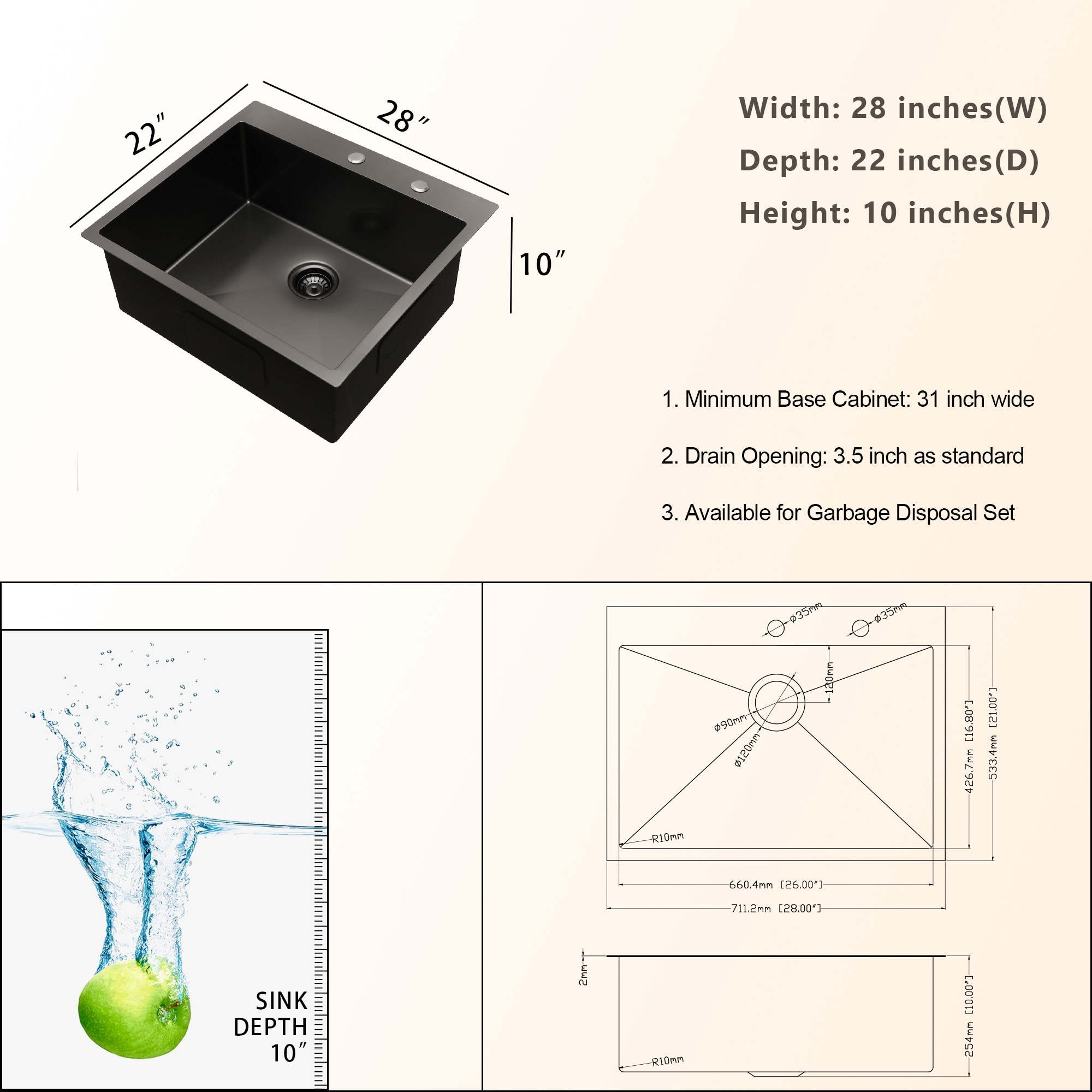 Lordear H-TL28BR Kitchen-Sinks - View #5