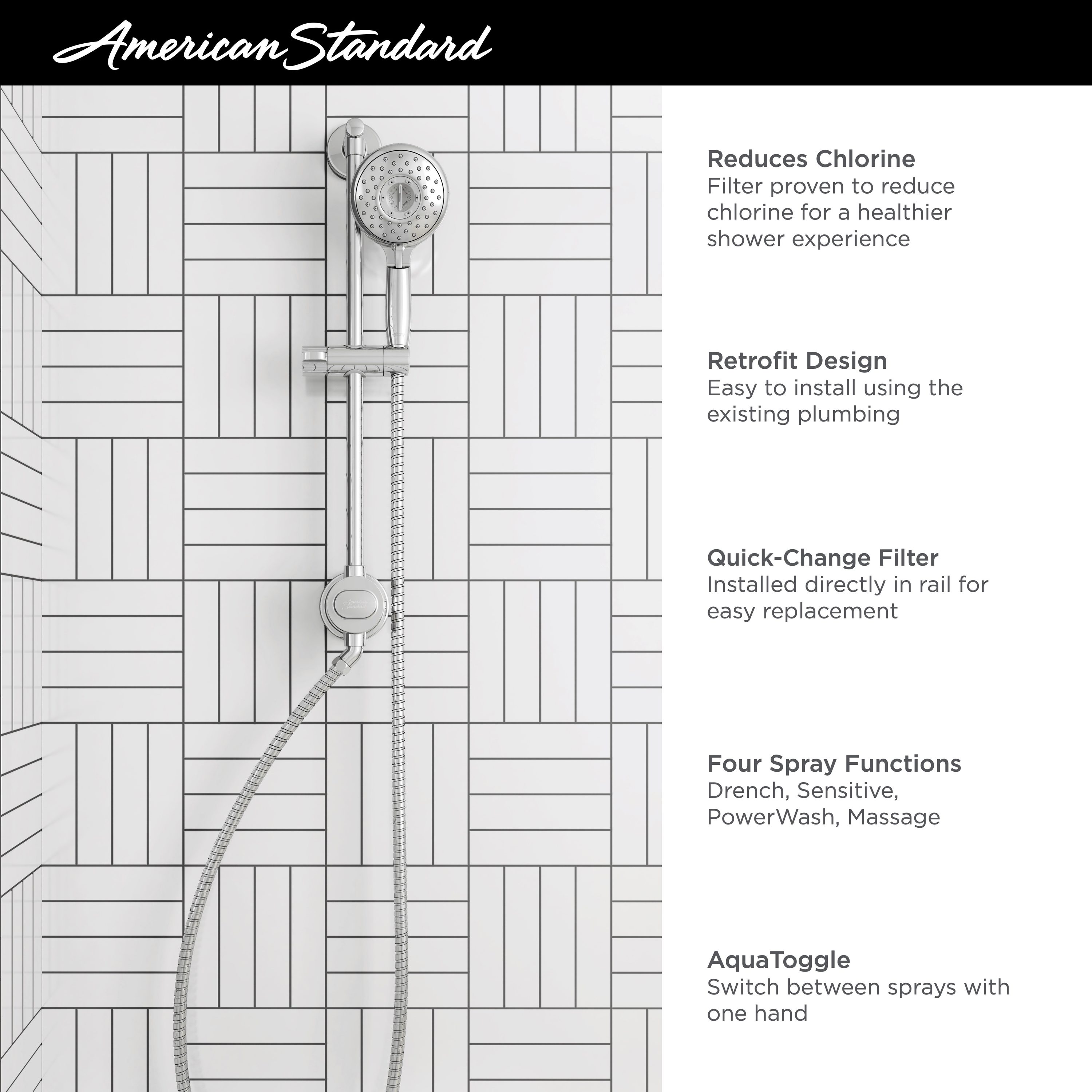American Standard 9238759.002 Showerhead-Bar-Panels - View #2