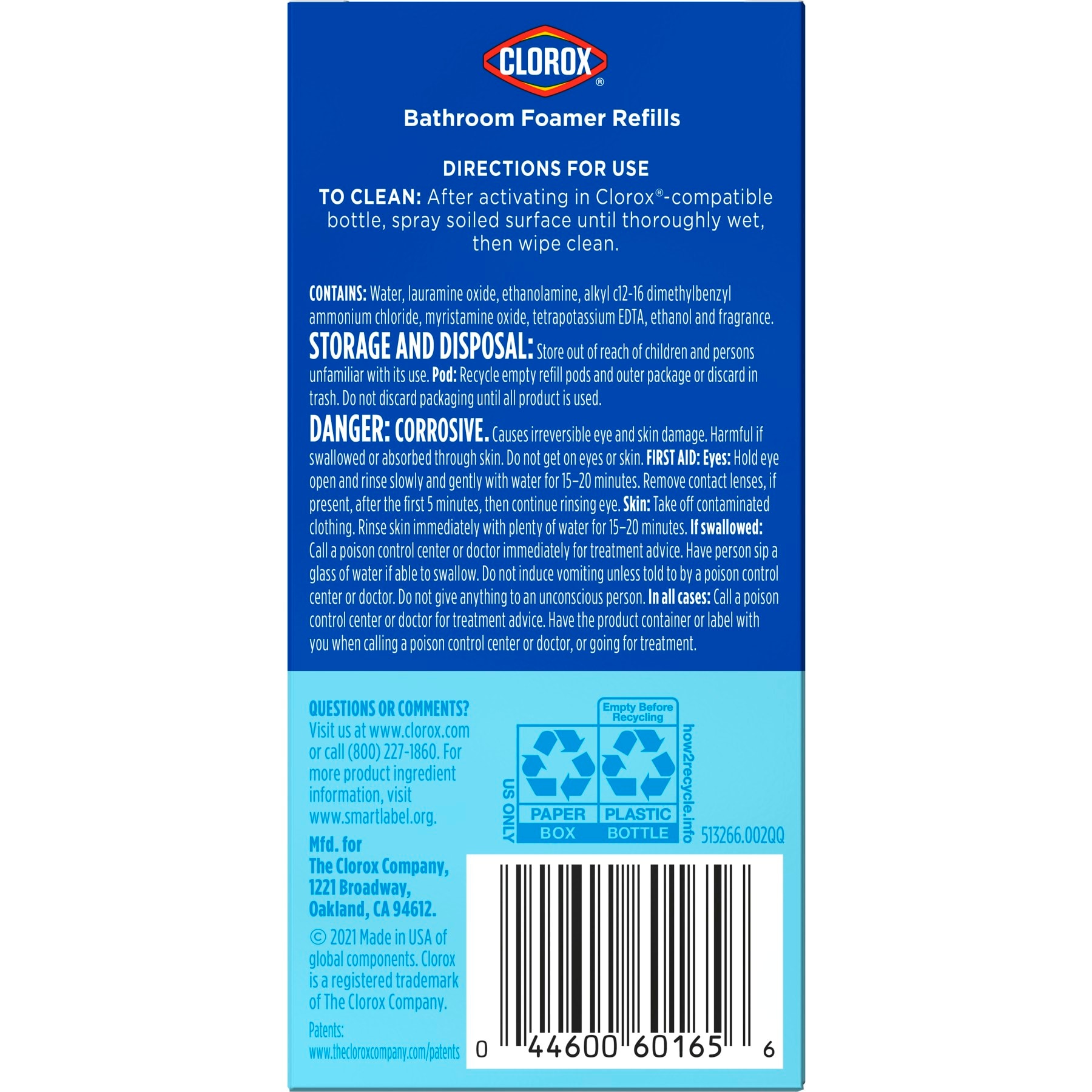 Clorox Foamer Refill 2-Count Fresh Foam Multipurpose Bathroom Cleaner ...