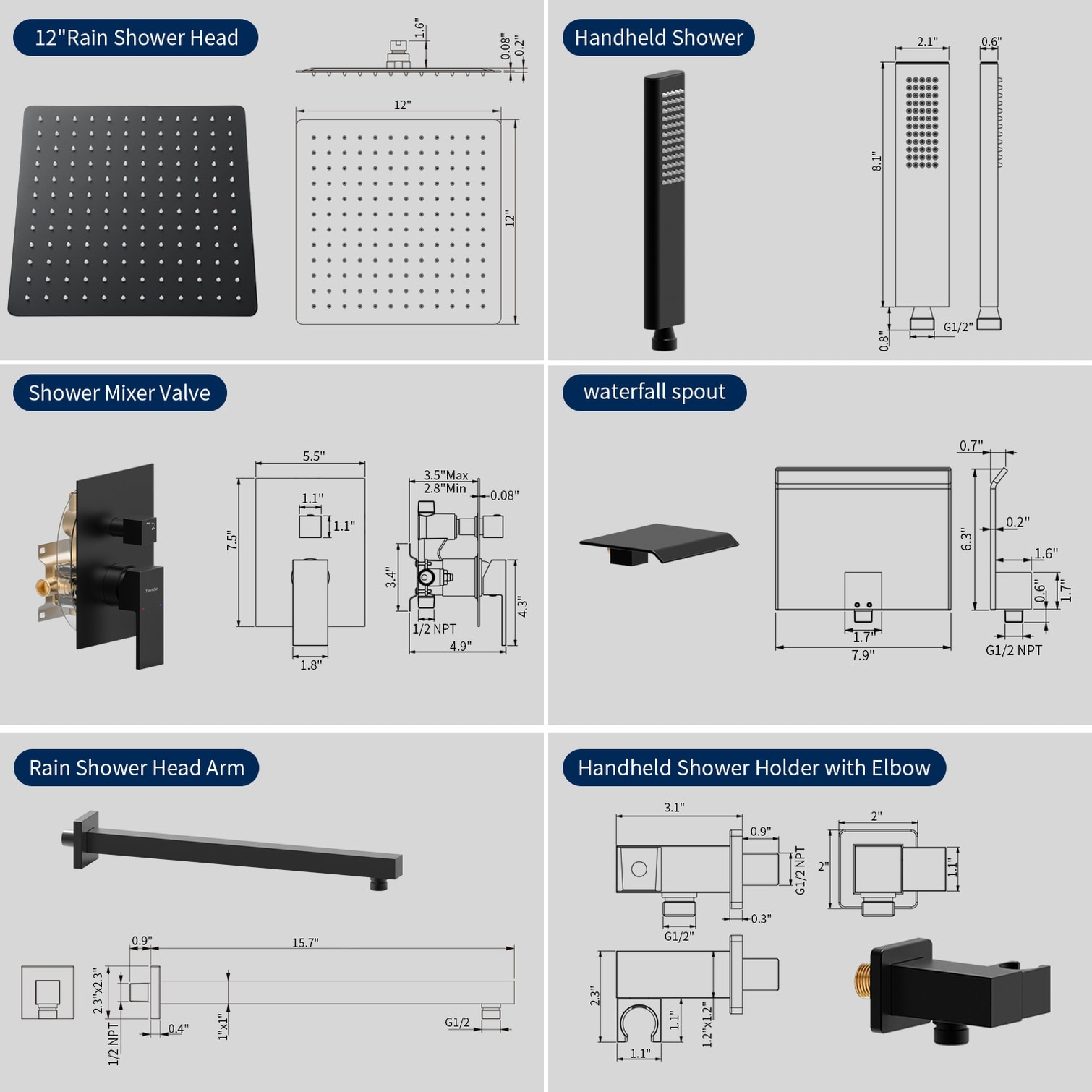 BBabe GMK5BES6RWPP Fixed-Showerhead - View #5