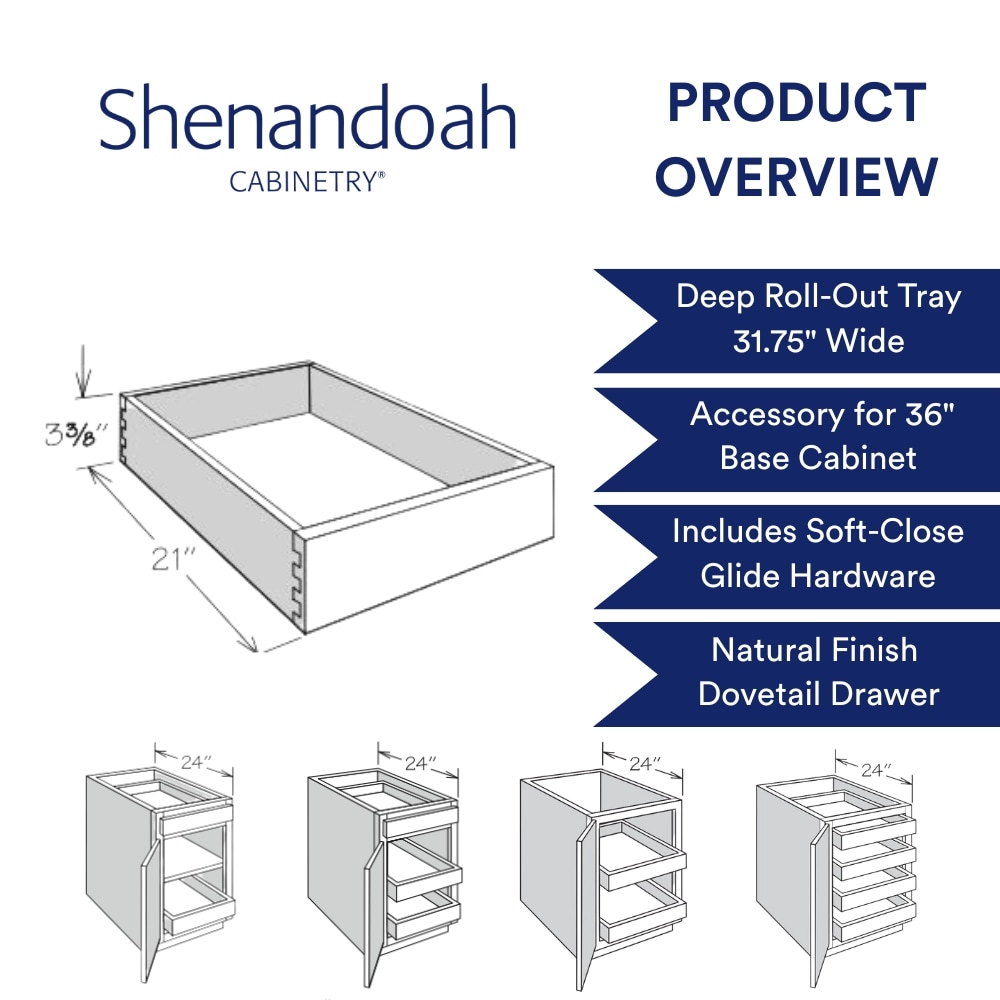 Shenandoah Irvington Cabinet Drawer Box 31.75-in W x 3.5-in H x 21-in D ...