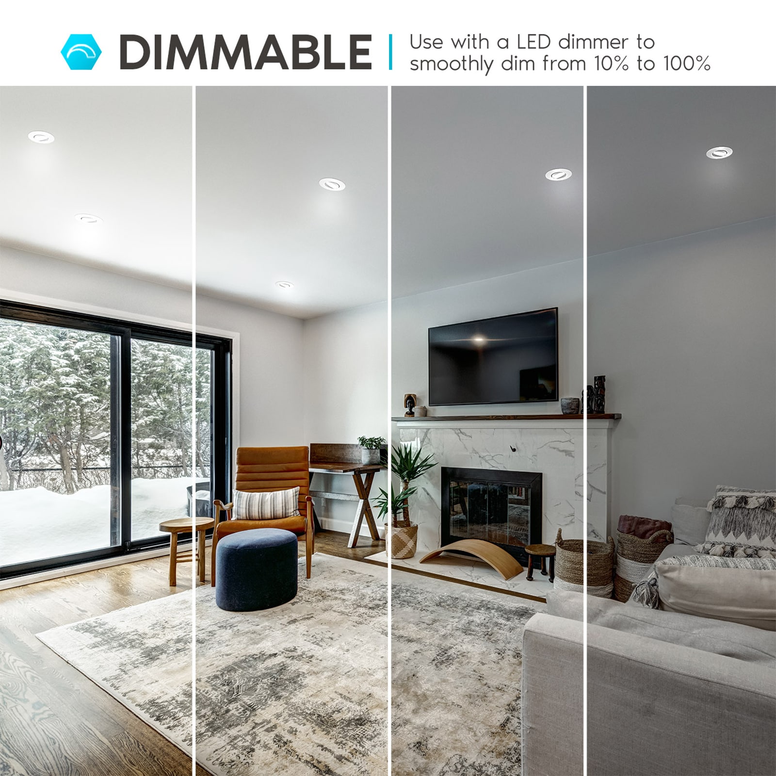 Sleek 5"/6" Selectable CCT LED Recessed Lighting Kit with Tilt and Rotate