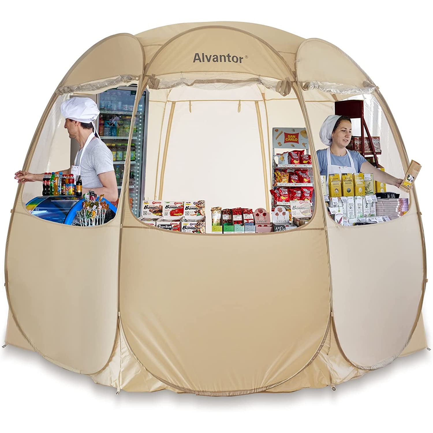 Beige 12' x 12' Fiberglass Pop-Up Vendor Tent
