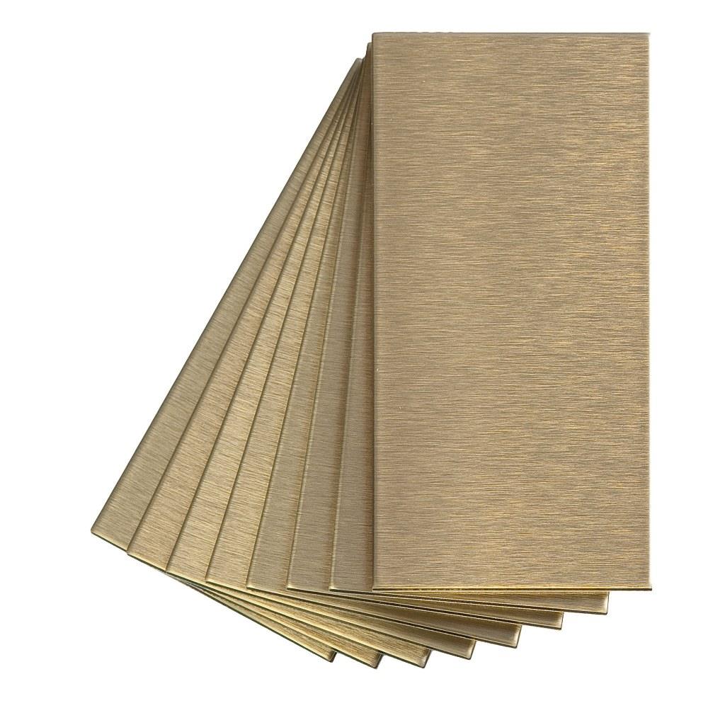 Aspect Metal A53-51 Peel and Stick Champagne 3-in x 6-in Metallic Metal Tin Look Wall Tile (1-sq. ft/ Carton)