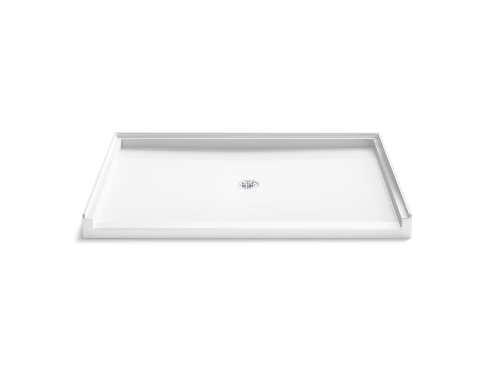 KOHLER Stoneridge 62-Inch X 42-Inch Alcove Shower Base with Center Drain in Honed White