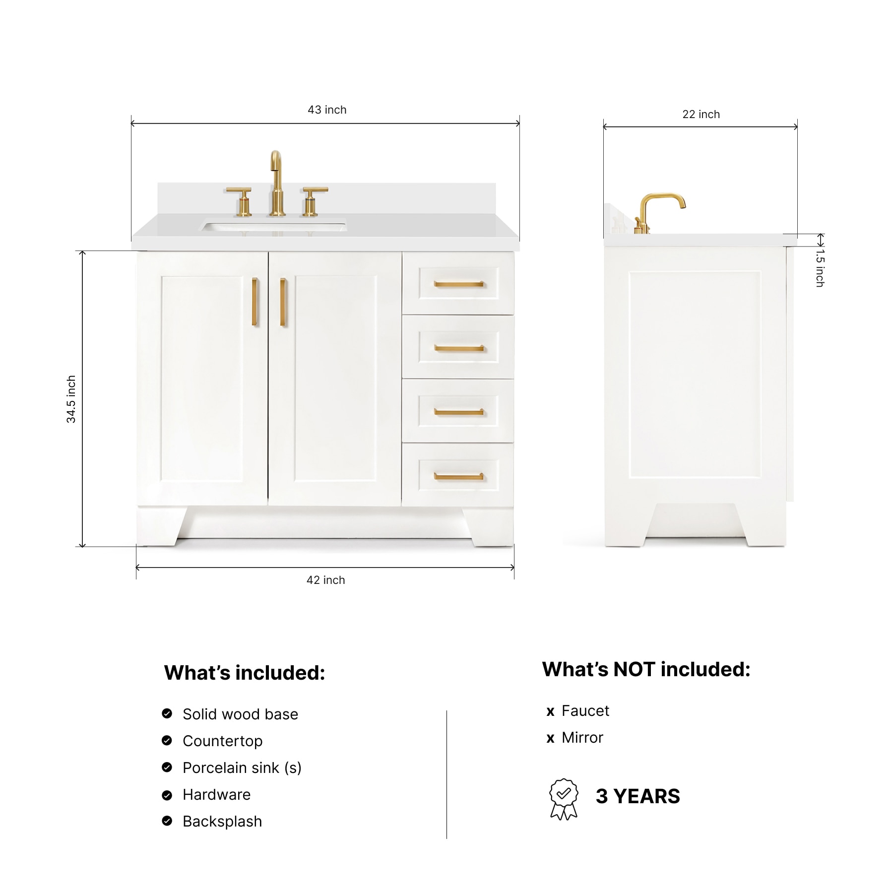 ARIEL Q043SLWQRVOWHT Bath-Vanity-Combo - View #3