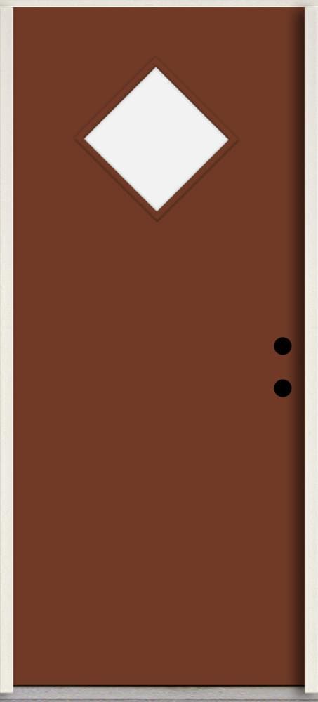 RELIABILT LO1067015 Spotlights 36-in x 80-in x 4-5/8-in Fiberglass 1/4 lite Left-hand inswing Fox Tail Paint Painted Prehung Front Door Insulating core