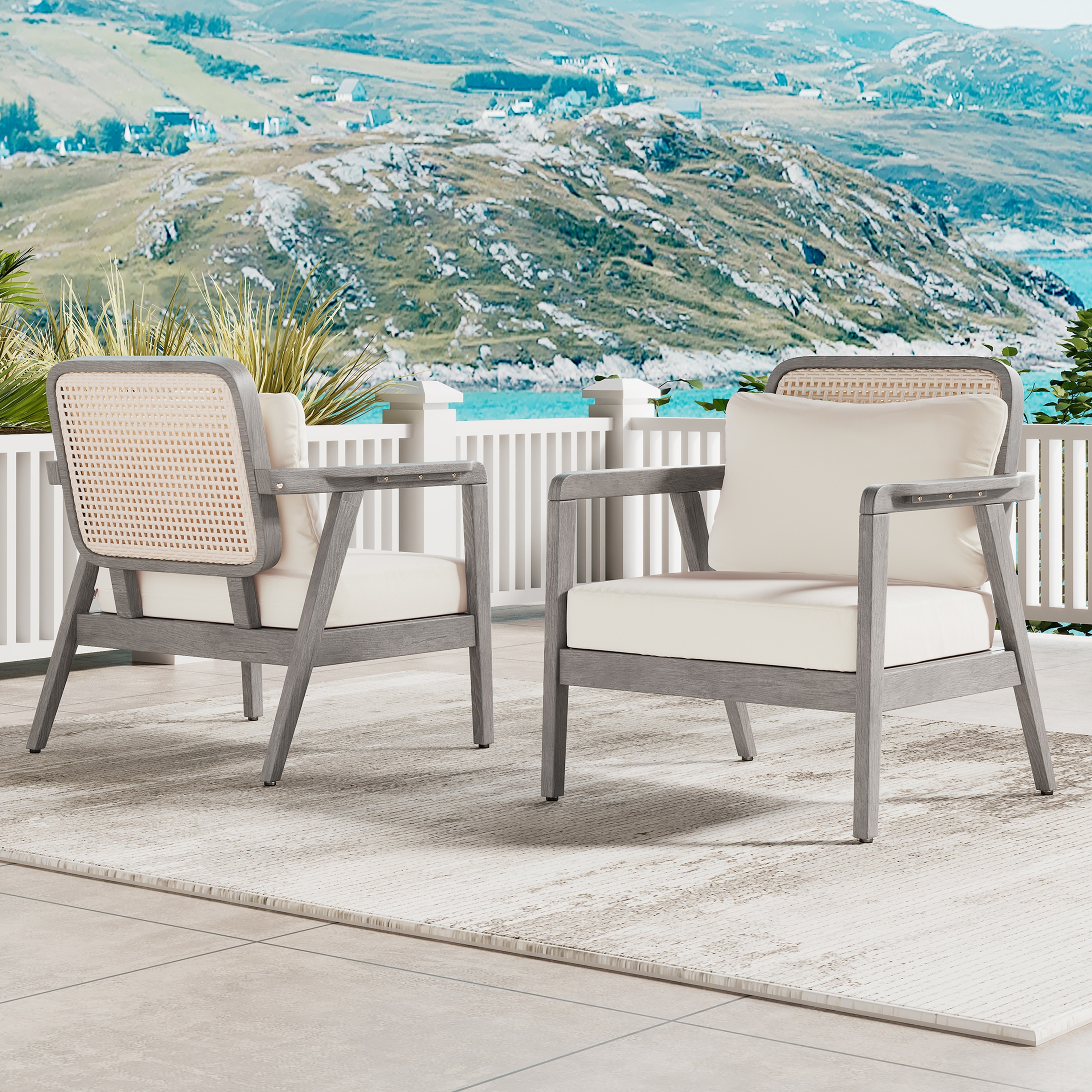 Christopher Knight Home 319621 Cascade Outdoor Acacia Wood Patio Club Chair with Water Repellent Fabric Cushion