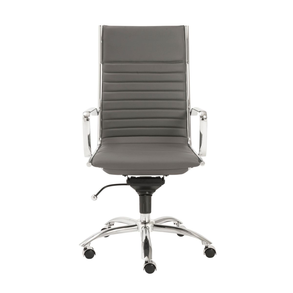 HomeRoots 370519 Amelia Gray Contemporary Adjustable Height Swivel Faux Leather Desk Chair