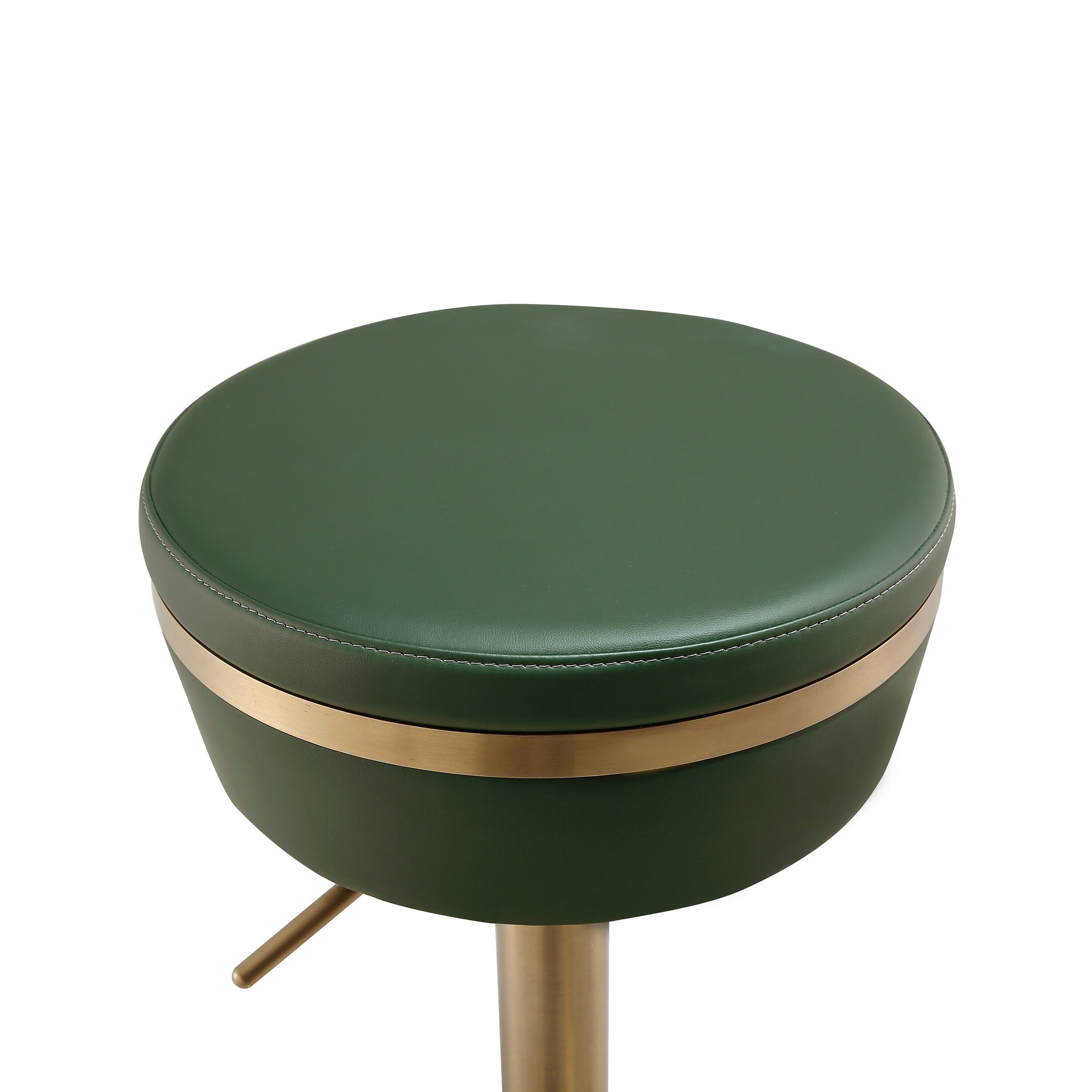 Malachite Green and Gold Adjustable Swivel Stool with Vegan Leather