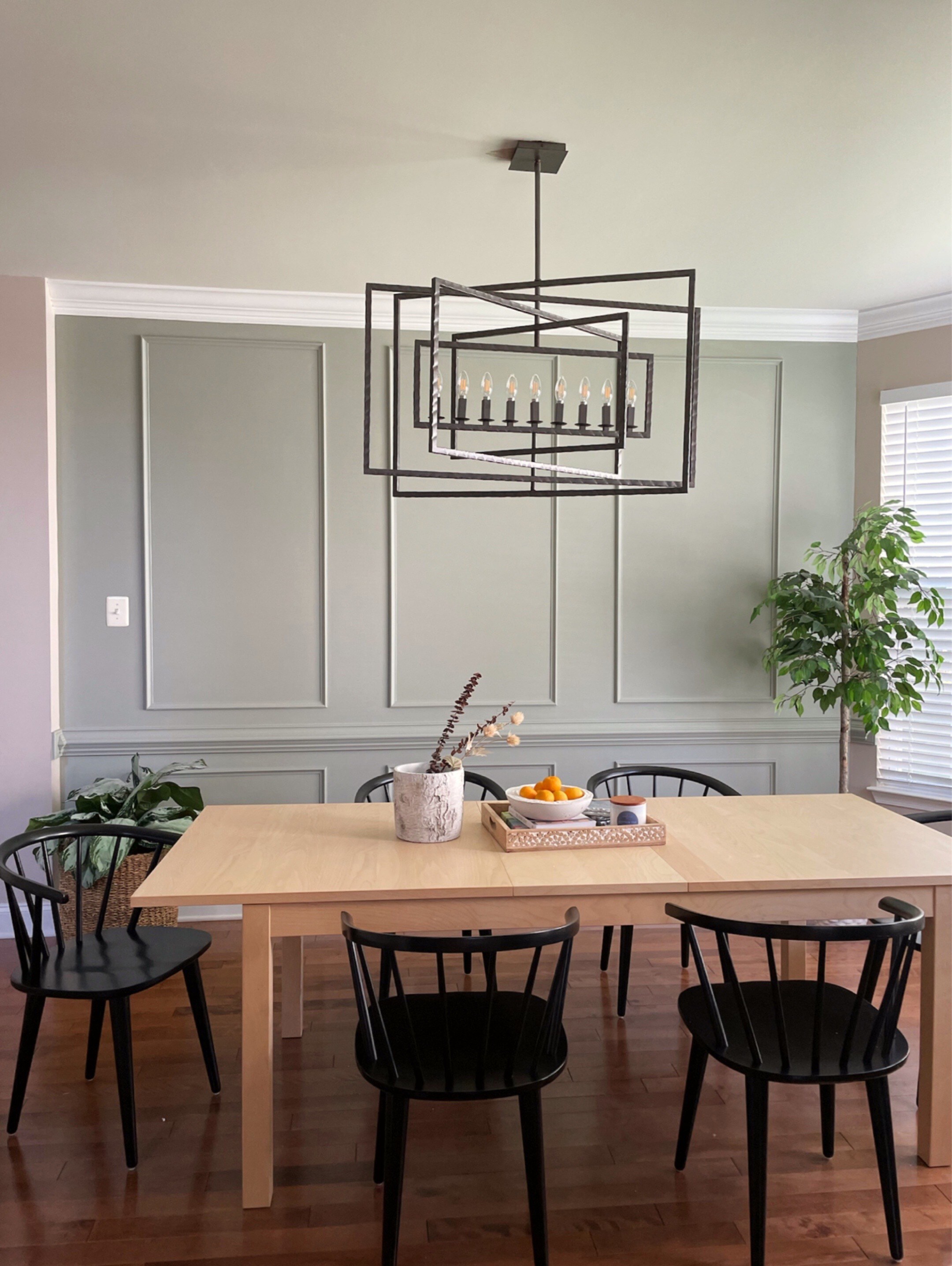 Raw Steel Crystal 9-Light Chandelier with Iron Rectangles