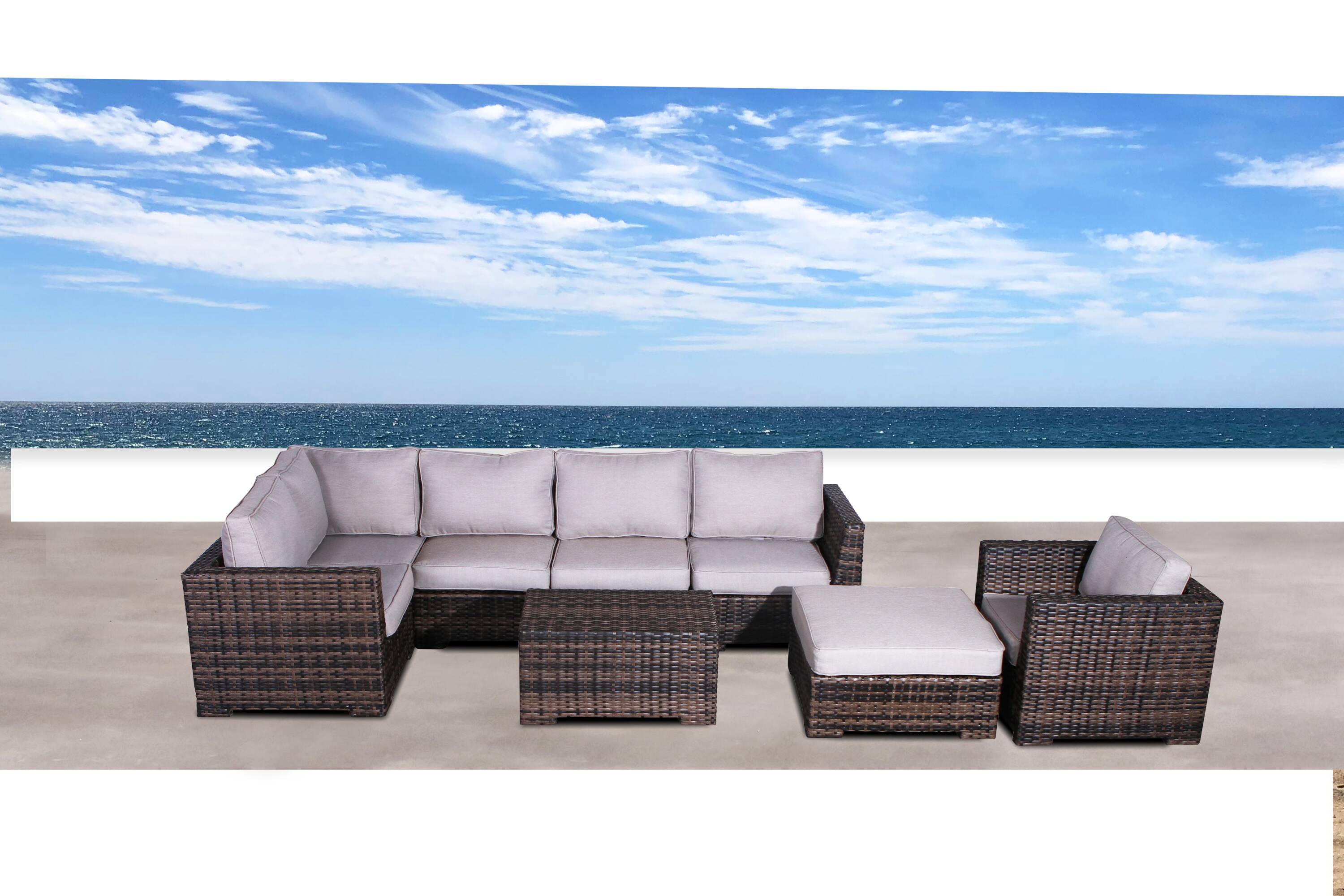 Living Source International CM-4111 Patio Rectangle Wicker Outdoor Balcony Table 79-in W x 81-in L