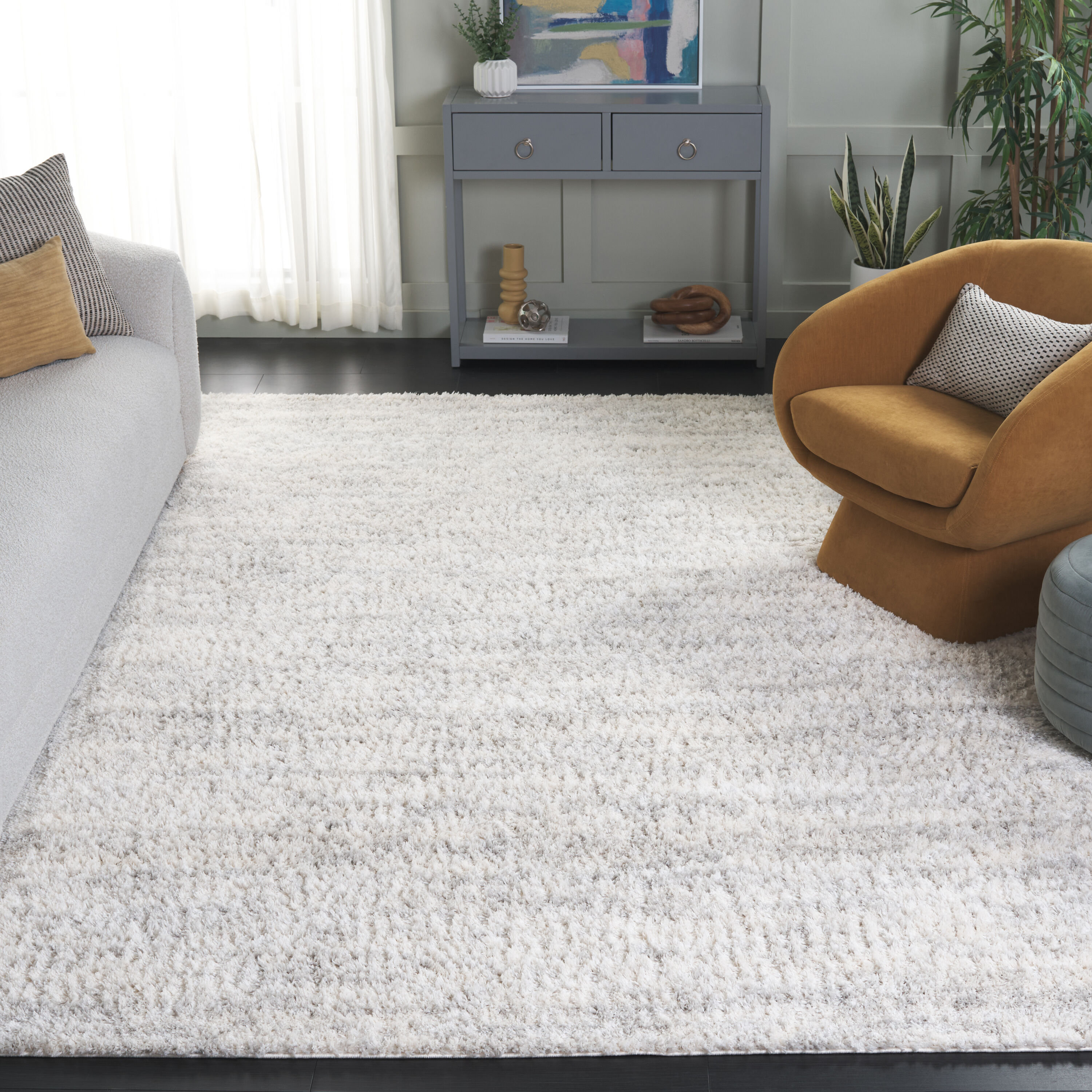 Berber Shag 563F Ivory / Light Grey 6 X 9 Rectangular Area Rug