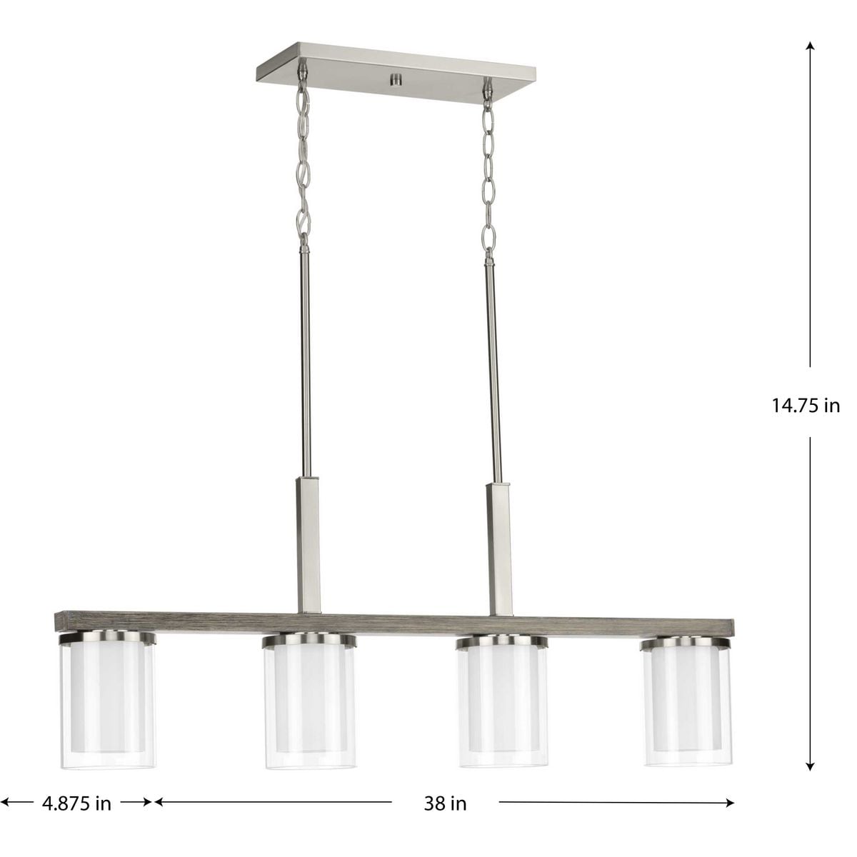 Progress Lighting Mast 4-Light Brushed Nickel Farmhouse Etched Glass ...