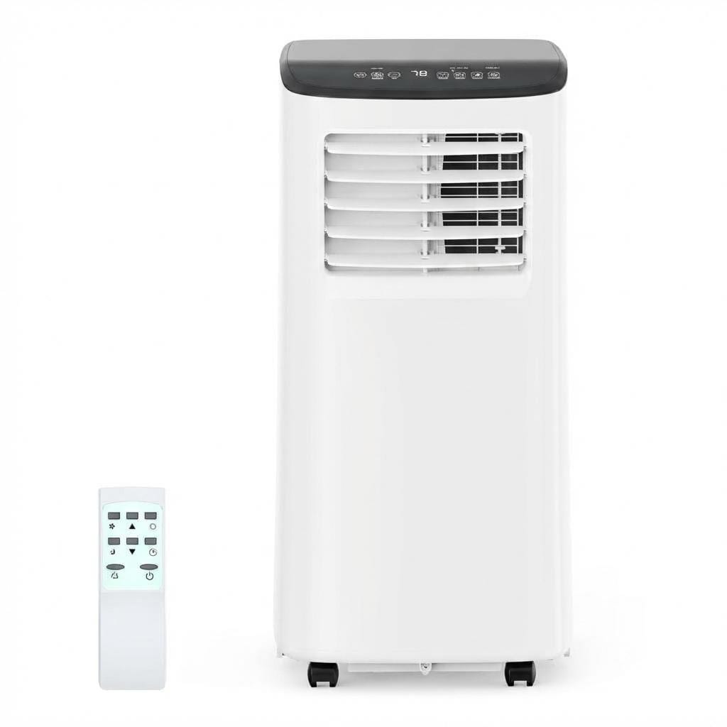 Garvee White and Black Portable Air Conditioner 8000 BTU AC Unit Up to 450 Sq Ft 3 in 1 AC Fan Dehumidifier Quiet 46dB Sleep Mode 24H Timer Window Kit 25 to 51in for Bedroom and Office
