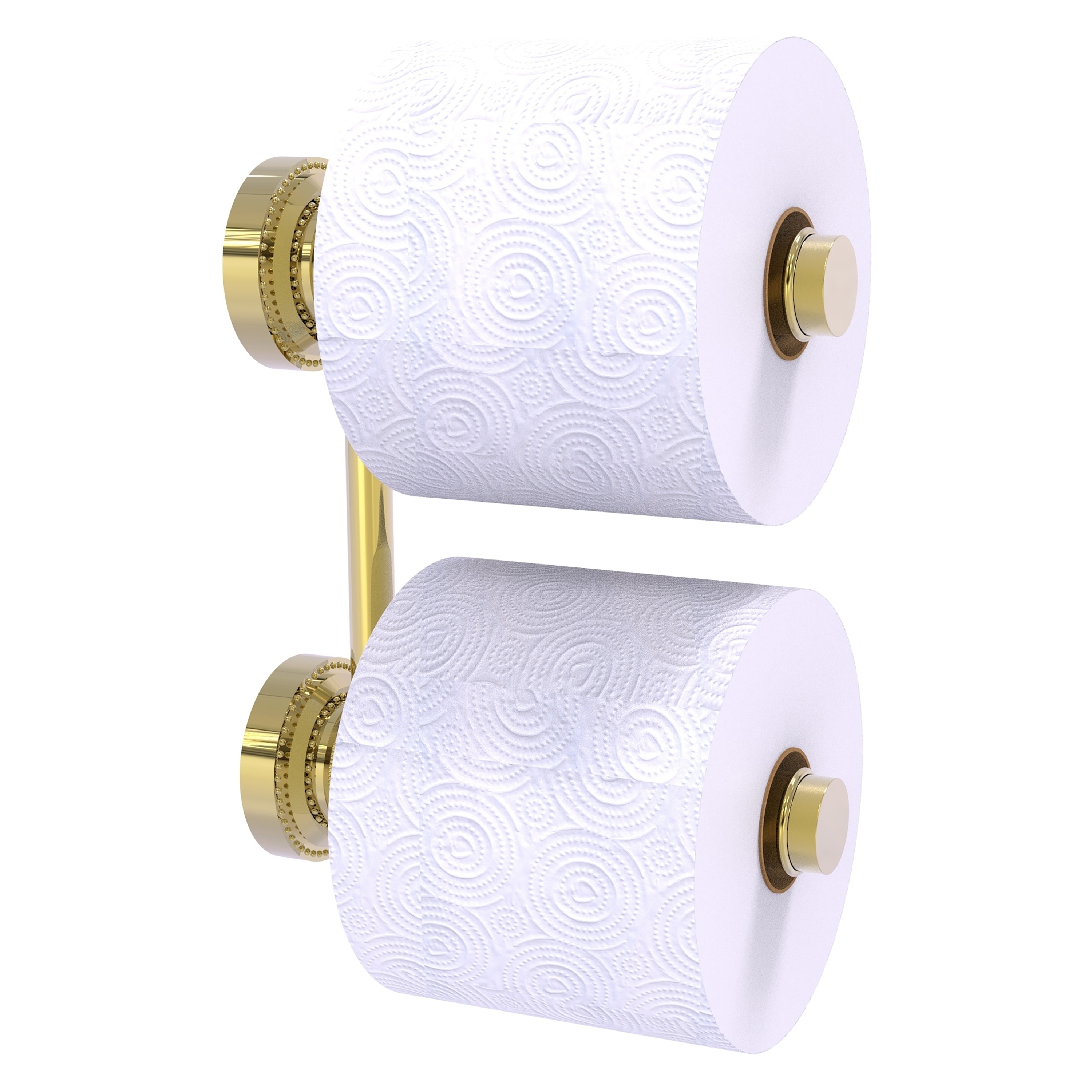 Allied Brass DT-24-RR-2-UNL Dottingham Unlacquered Brass Wall mount Double post Toilet Paper Holder 2 -Rolls with Storage