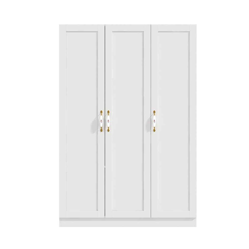  V-KF310028-03 Freestanding Large Wardrobe Armoire Closet with 3 Doors with Storage Compartment and Hanging Rod