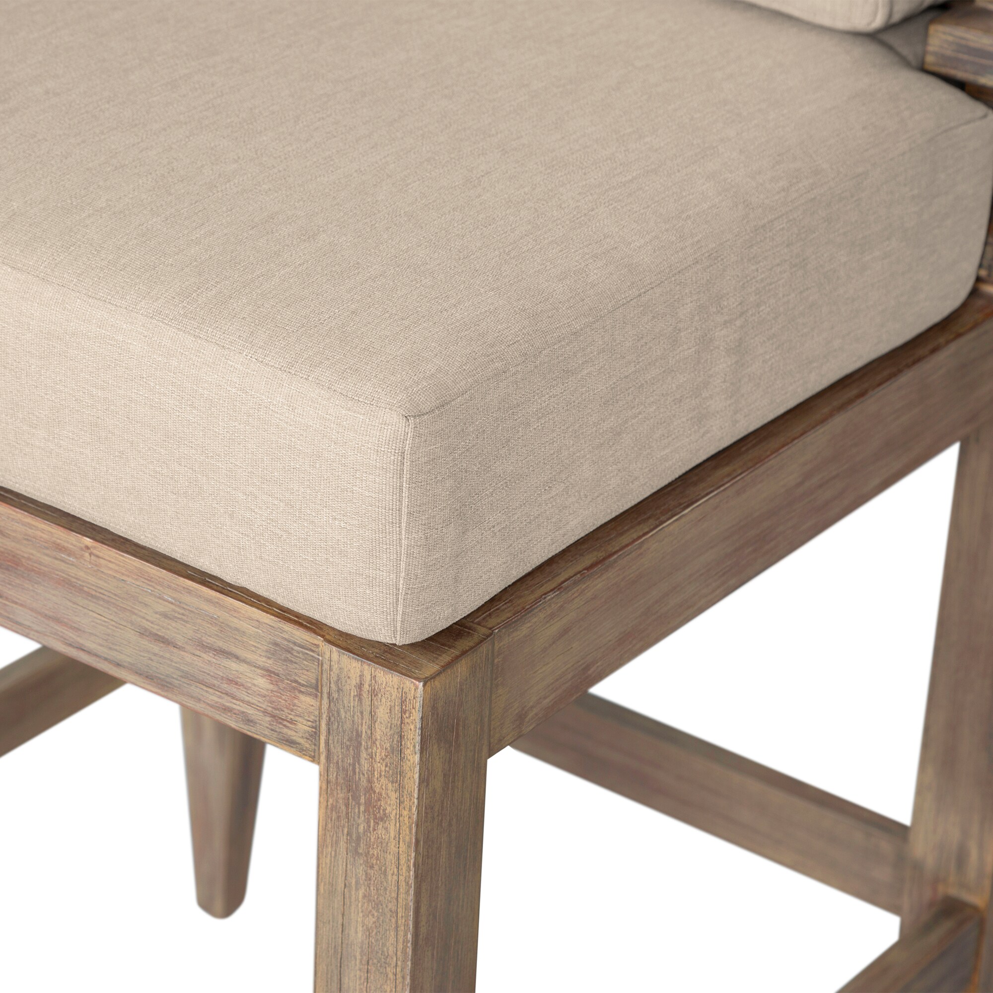 Taupe Cushion Light Brown Eucalyptus Wood Outdoor Bar Stool