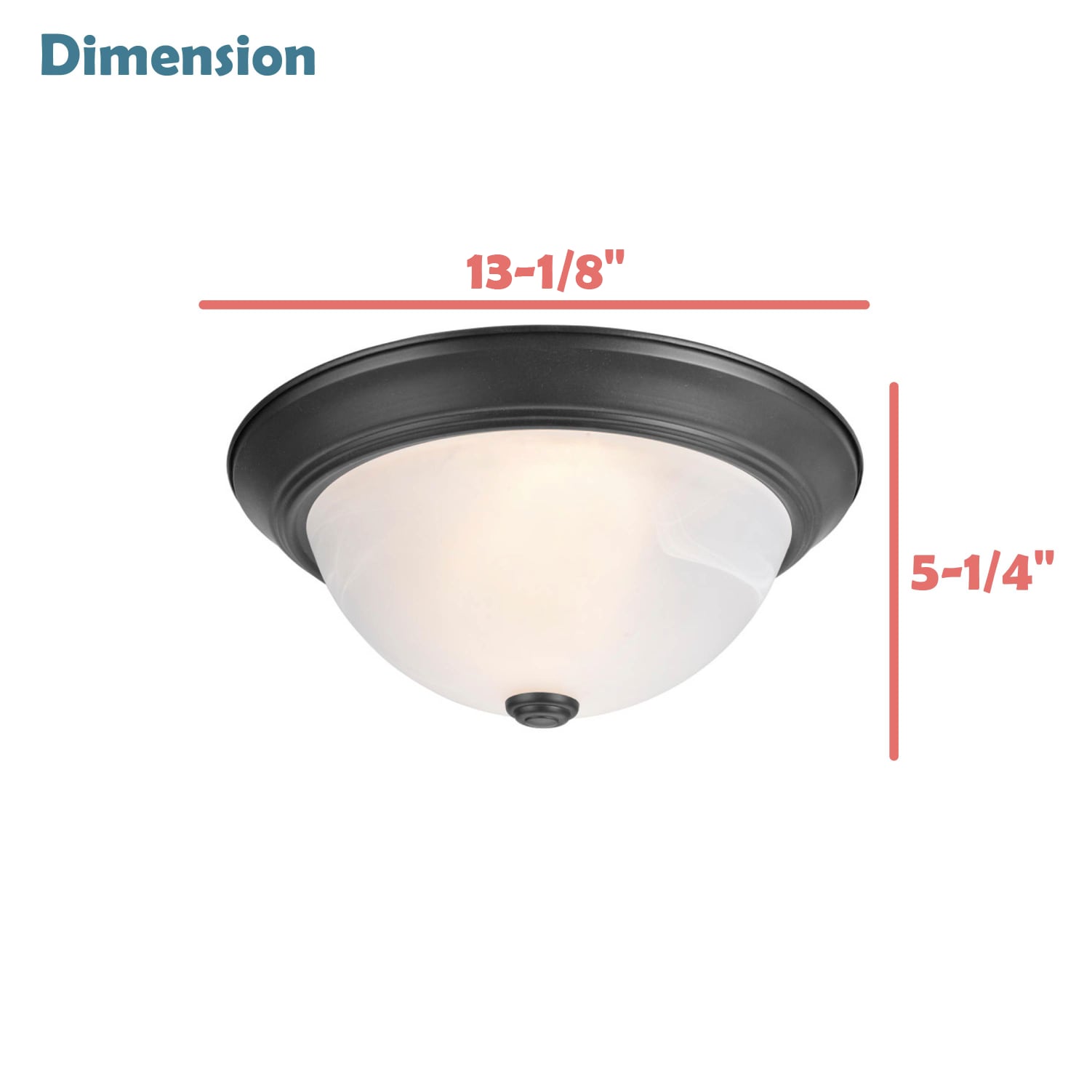 13" Dark Bronze Flush Mount Ceiling Light with White Alabaster Glass