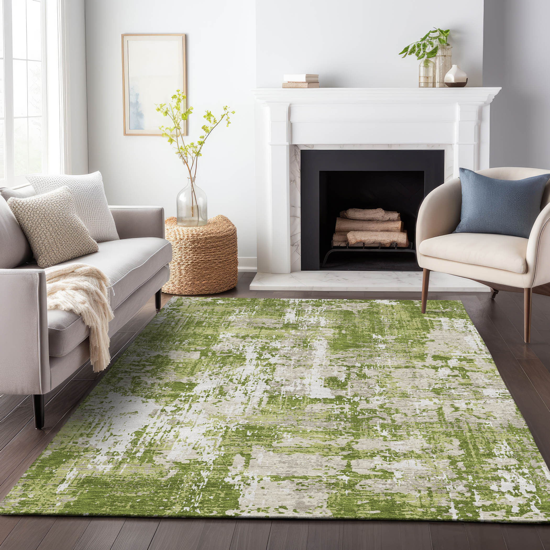 Addison Rugs ACN1008GE3X5 Chantille ACN1008GE 3 x 5 (ft) Polyester Green Rectangular Indoor/Outdoor Geometric Machine washable Area rug