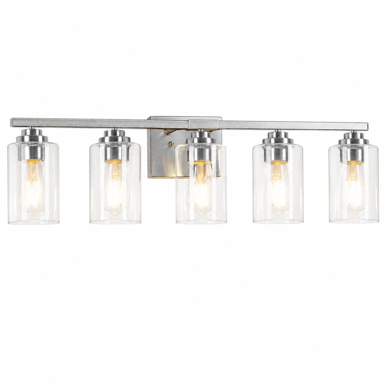 Aoibox  5 Light Brushed Nickel Bathroom Vanity Light with Clear Glass Shades 31 in Over Mirror Wall Fixture