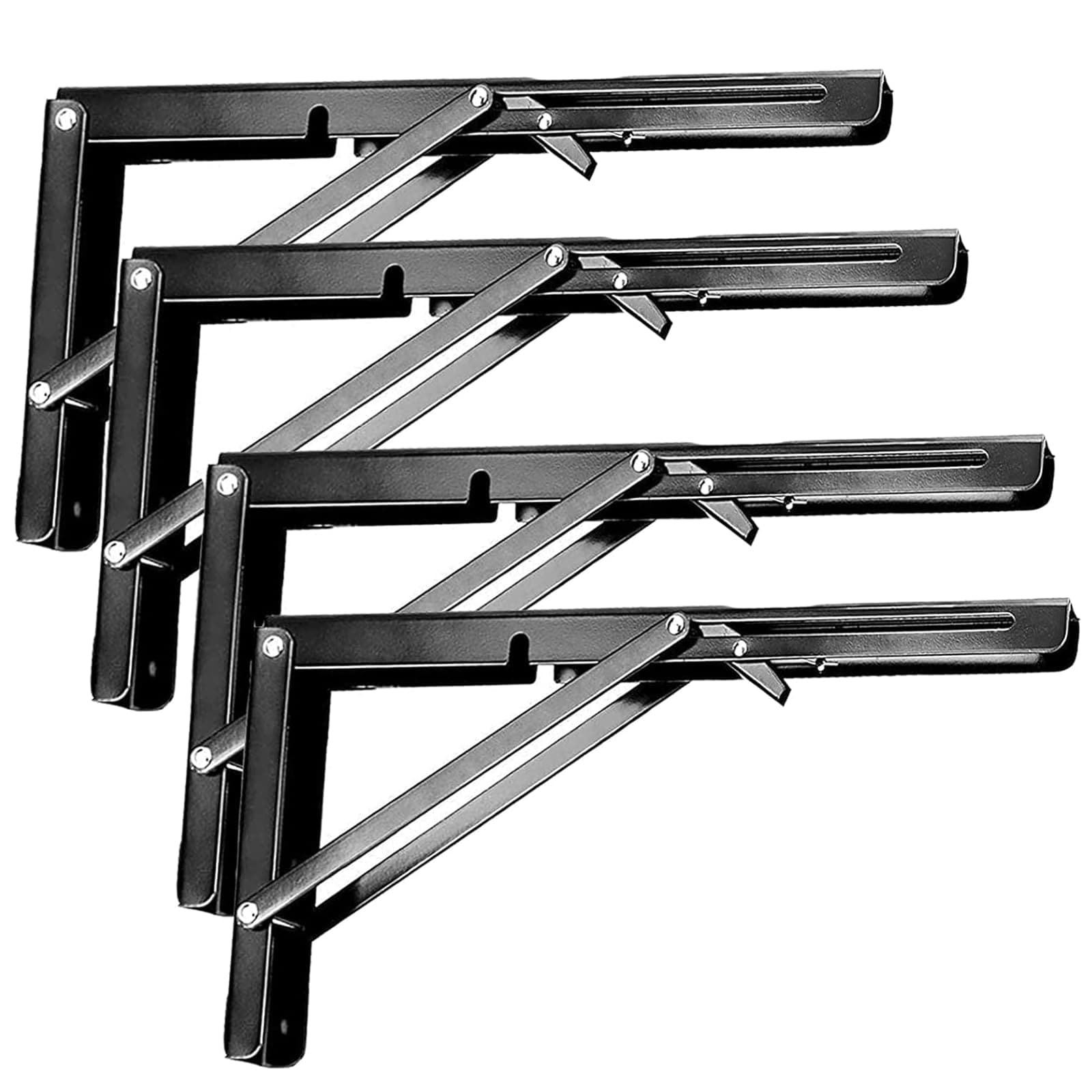 Aoibox  4 Piece 16 Inch Folding Shelf Brackets 330 Pound Max Load Cold Rolled Steel Collapsible Brackets