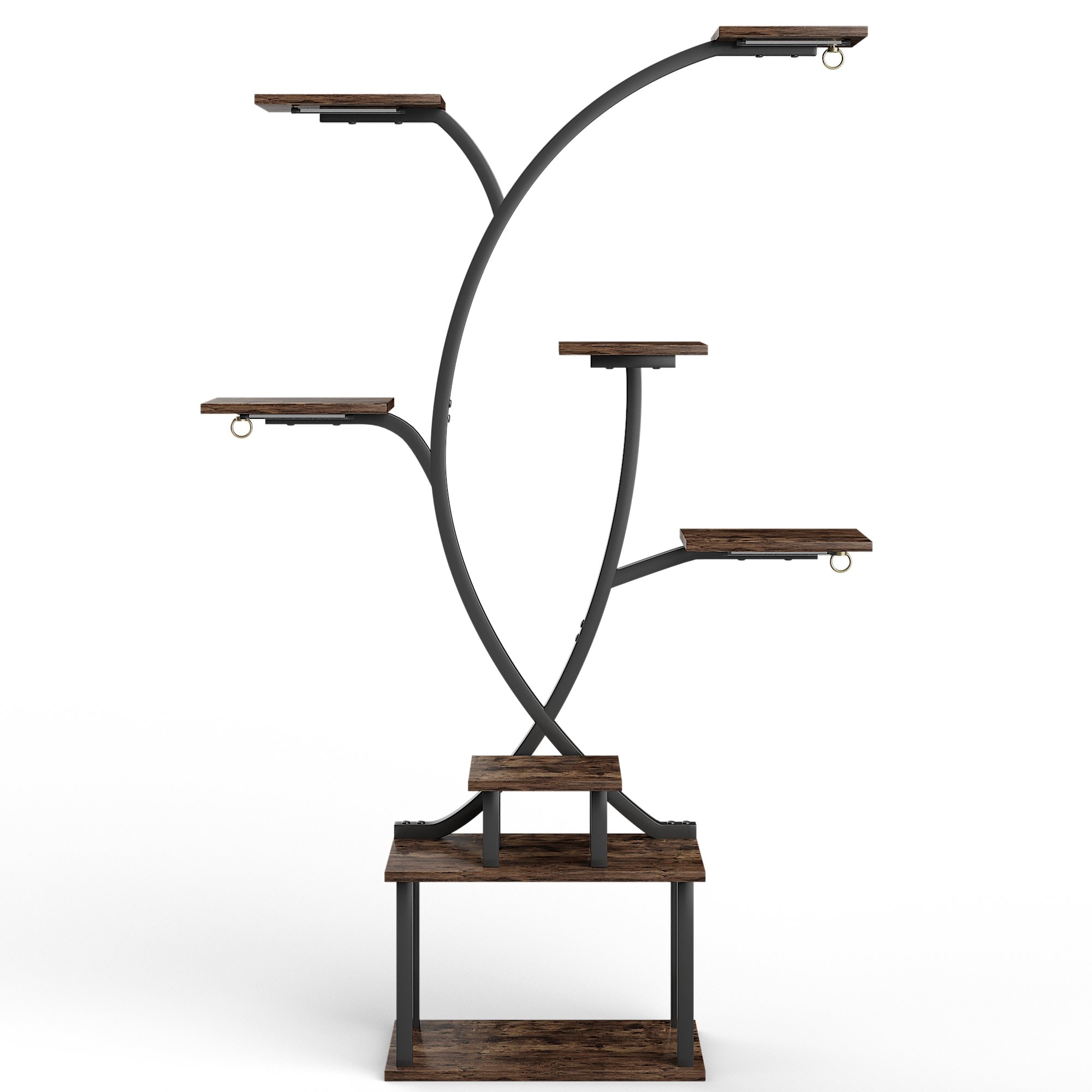 Vecelo 7 Tier Plant Stand Indoor with Grow Light Tree Shaped Metal Wood ...