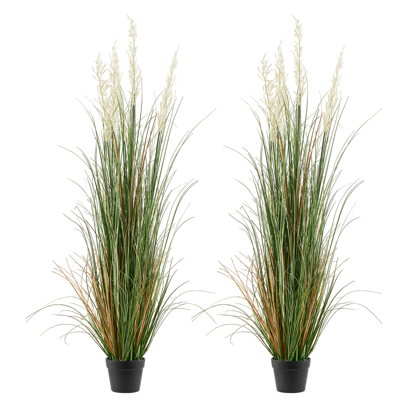 VEVOR Artificial Grass Plant 2 Pack 59 inch Faux Reed Flower Grass in Pot Premium PVC Fake Greenery Shrubs Plant for Indoor Outdoor House Home Garden Office Room Decor Housewarming Green