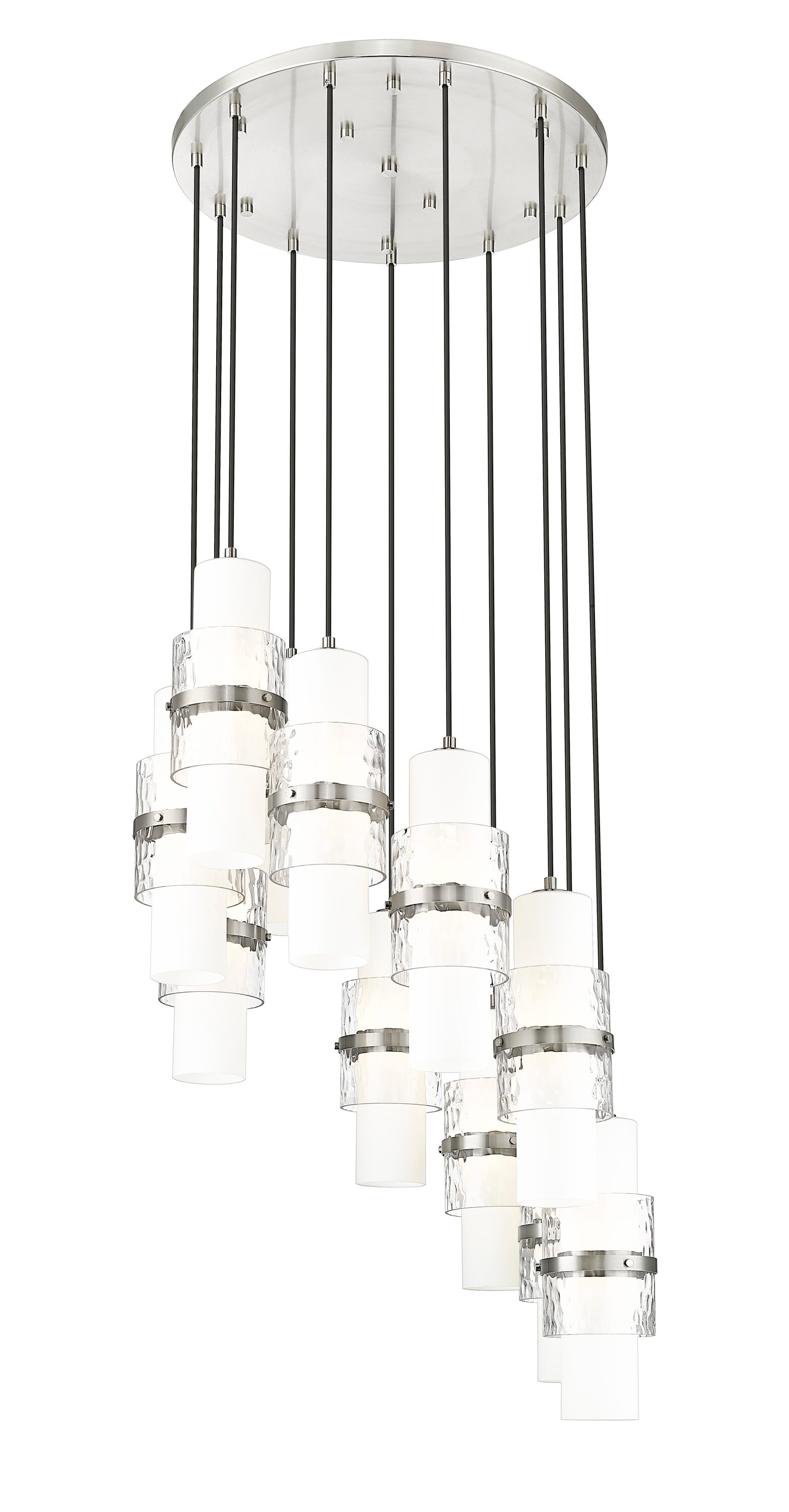 Cayden 24" Brushed Nickel Chandelier with Etched Opal Glass
