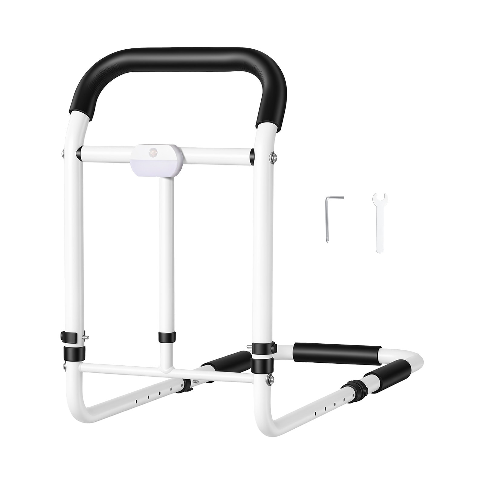 VEVOR Bed Rails for Elderly Adults 200LBS Loading Bed Side Assist Rail with Motion Sensor LED Light Adjustable Height and Length Non-Slip Handle High-Strength Steel Fit King Queen Full Twin Bed