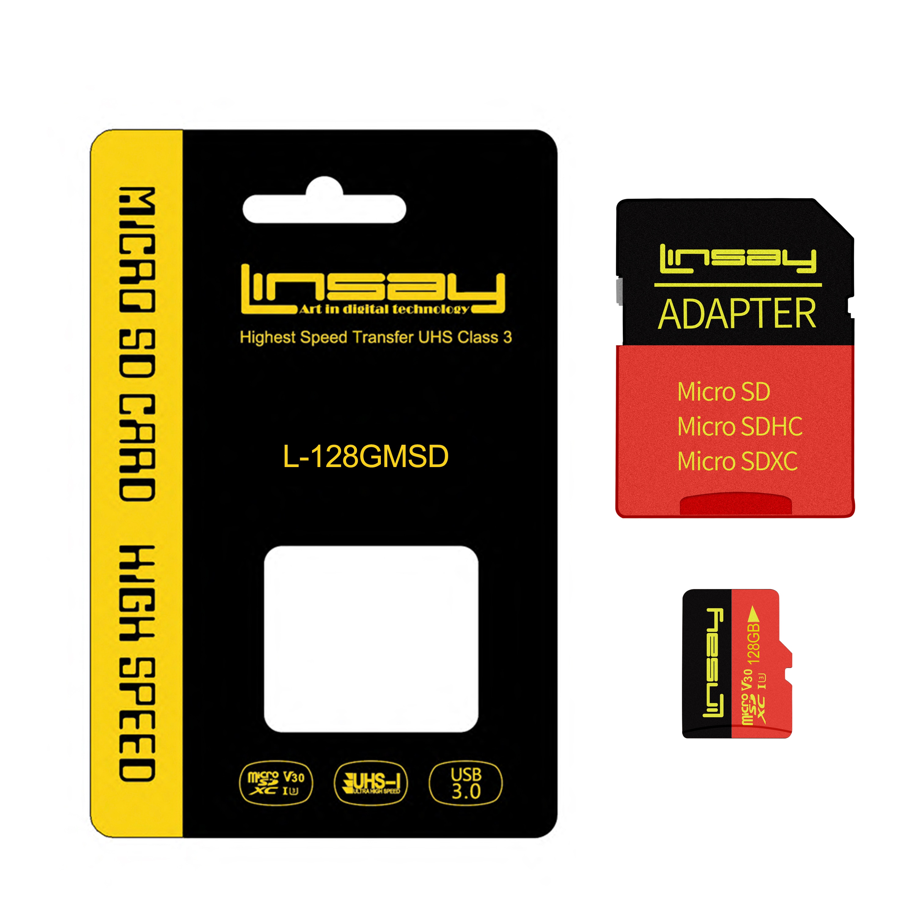 LINSAY High Speed Micro SD Card 128GB V30 4K ULTRA HD L-128GMSD