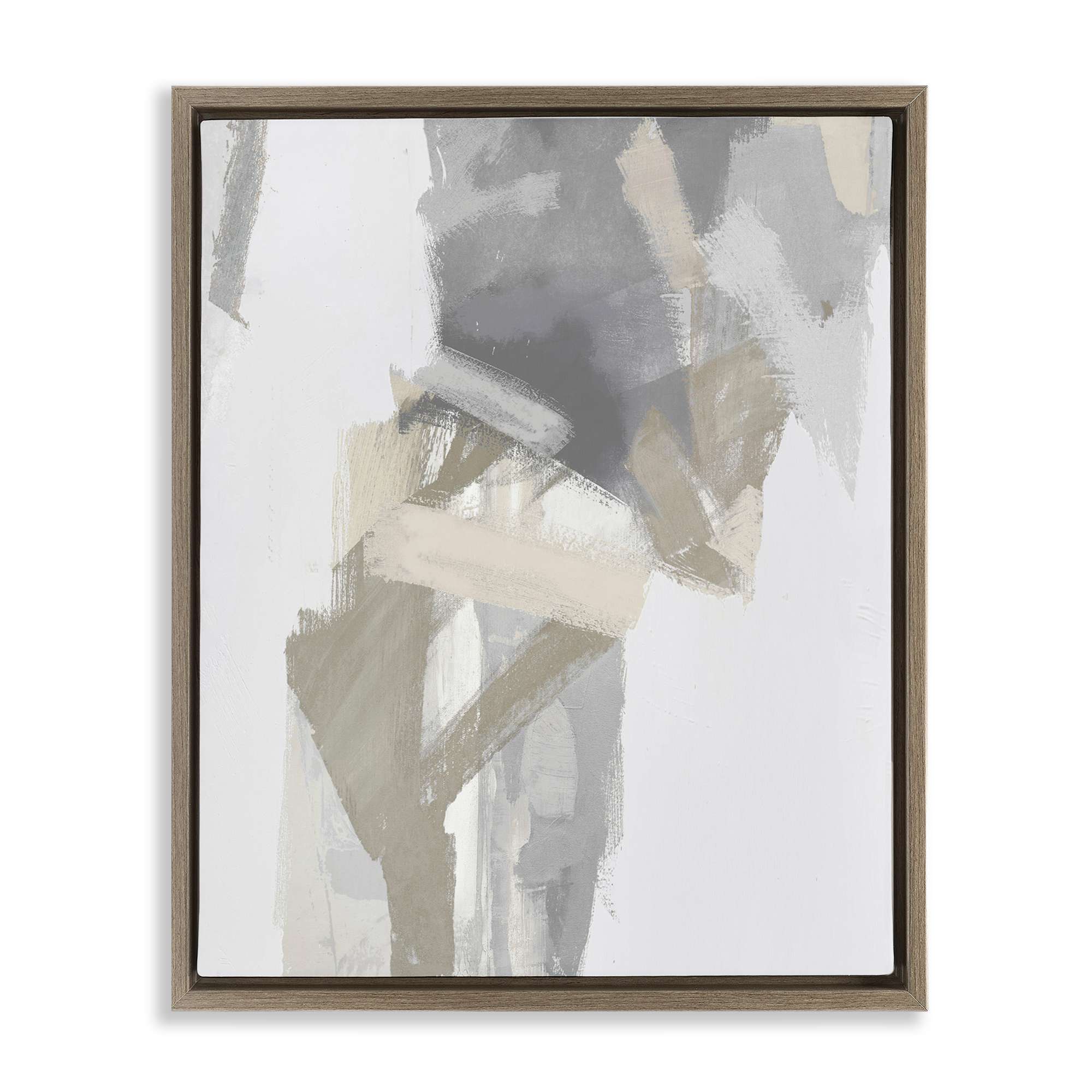 Stupell Industries BS-535-FFE-16X20 Elegant Grey and Beige Streaks Brown Framed Floater Canvas Wall Art By Rachel Springer 17 x 21
