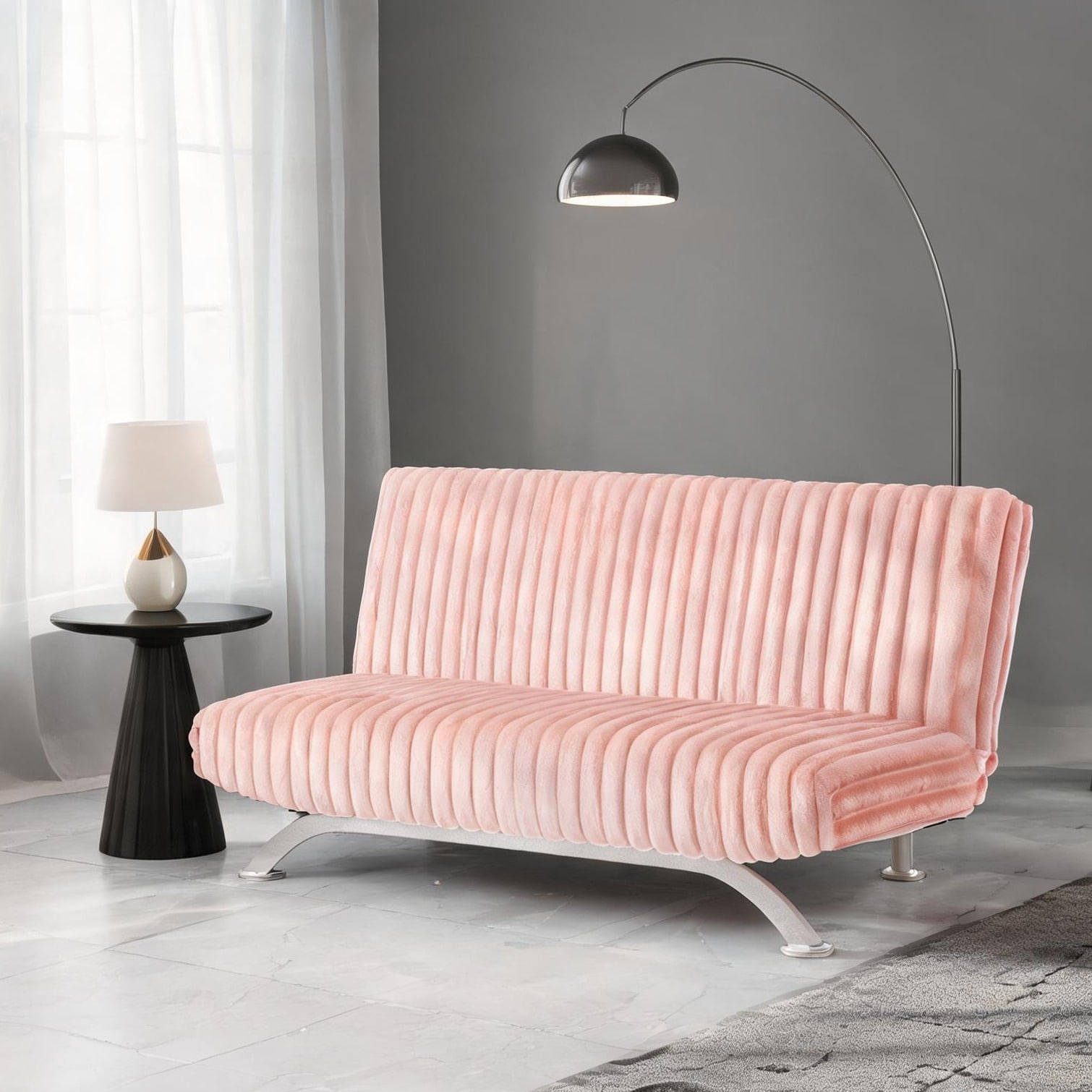 Naturefalls 71-Inch Blush Pink Futon Sofa Bed Modern Convertible Couch ...