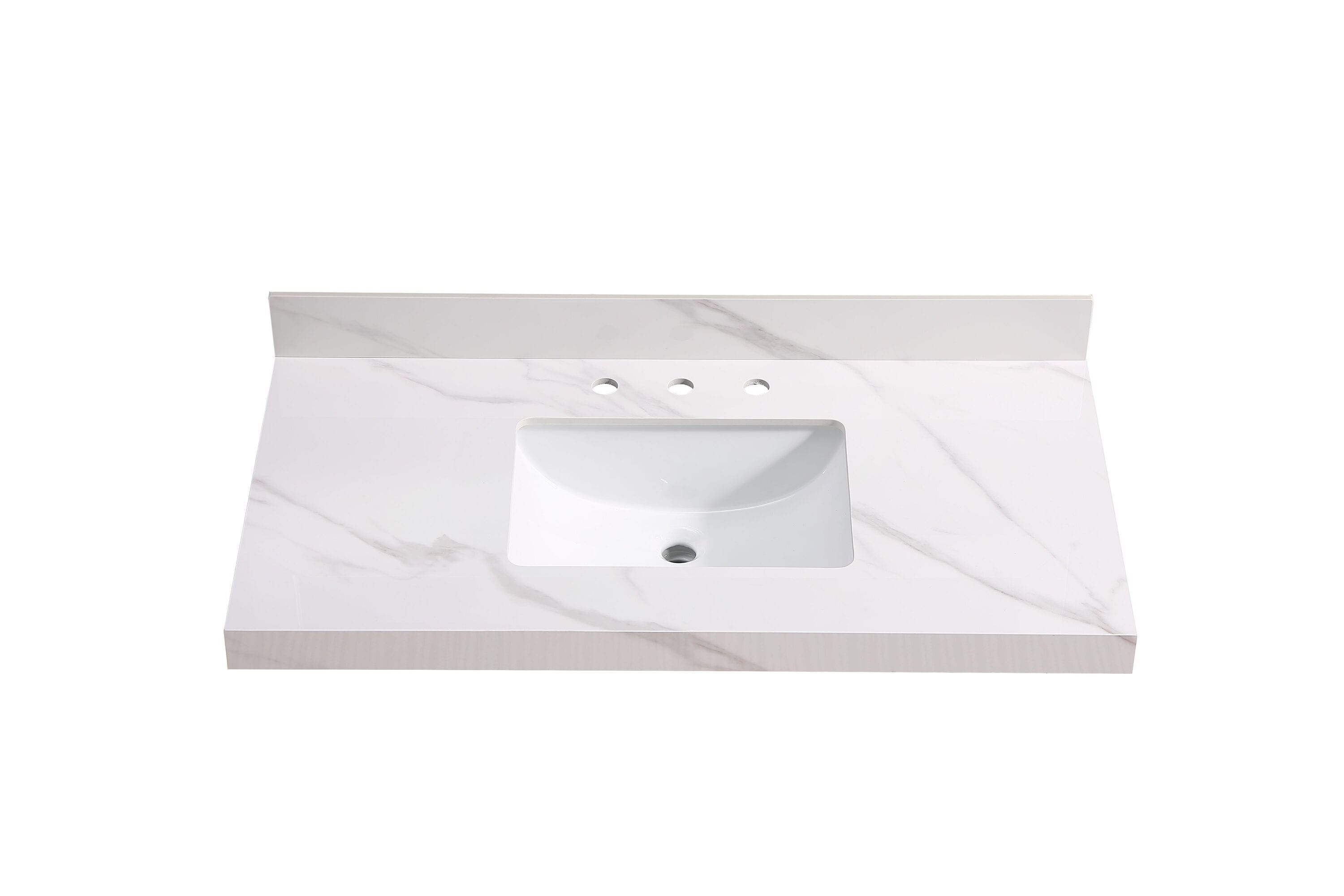 HomLux BD-PVTCW43 43 in. W x 22 in. D Porcelain Vanity Tops in Carrara White