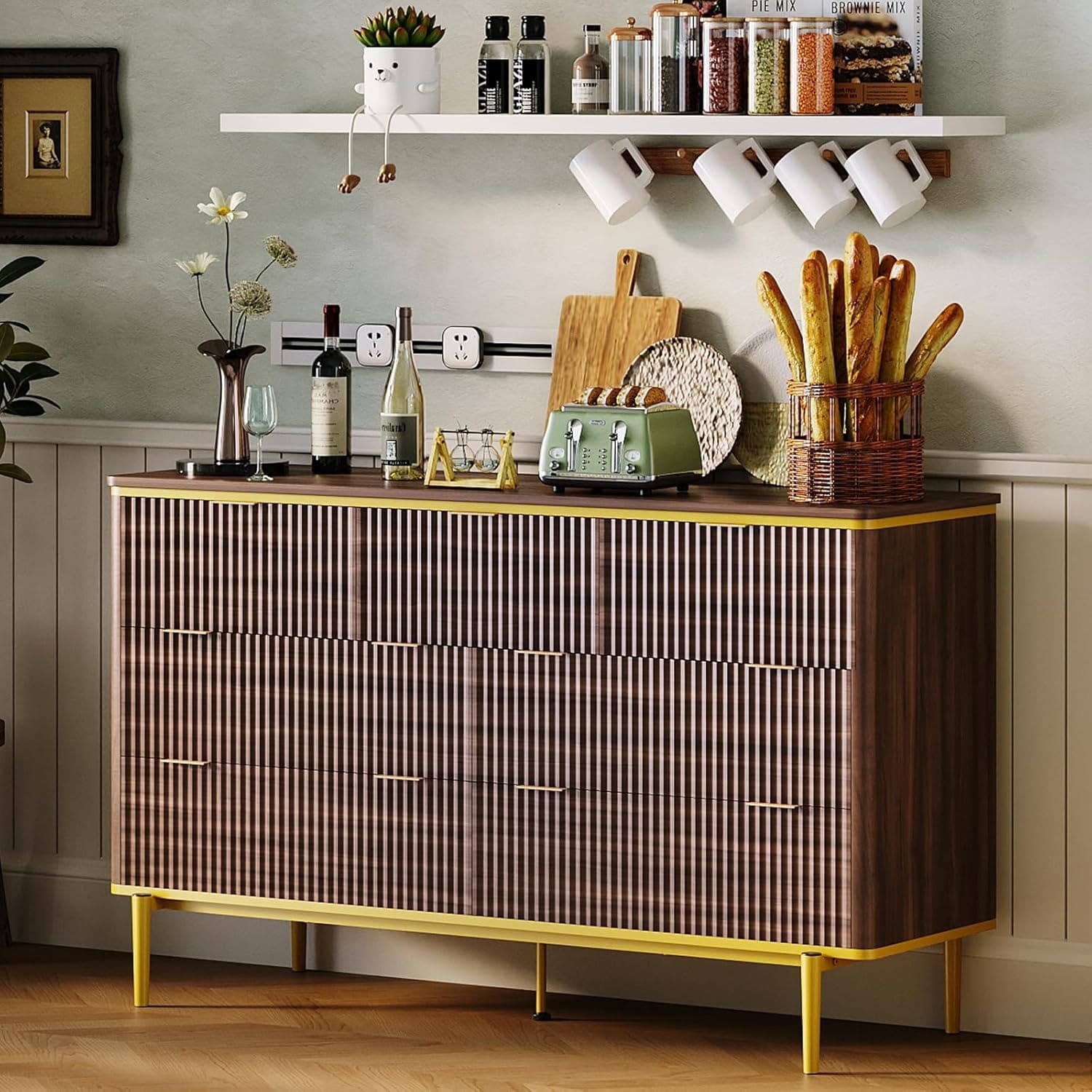 Garvee 54  Wide Modern Fluted 7 Drawer Dresser