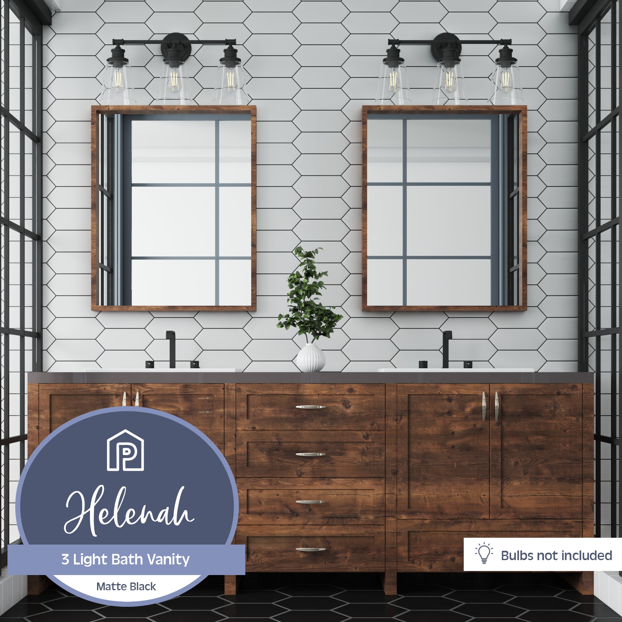 Helenah Matte Black Outdoor Dimmable Vanity Light