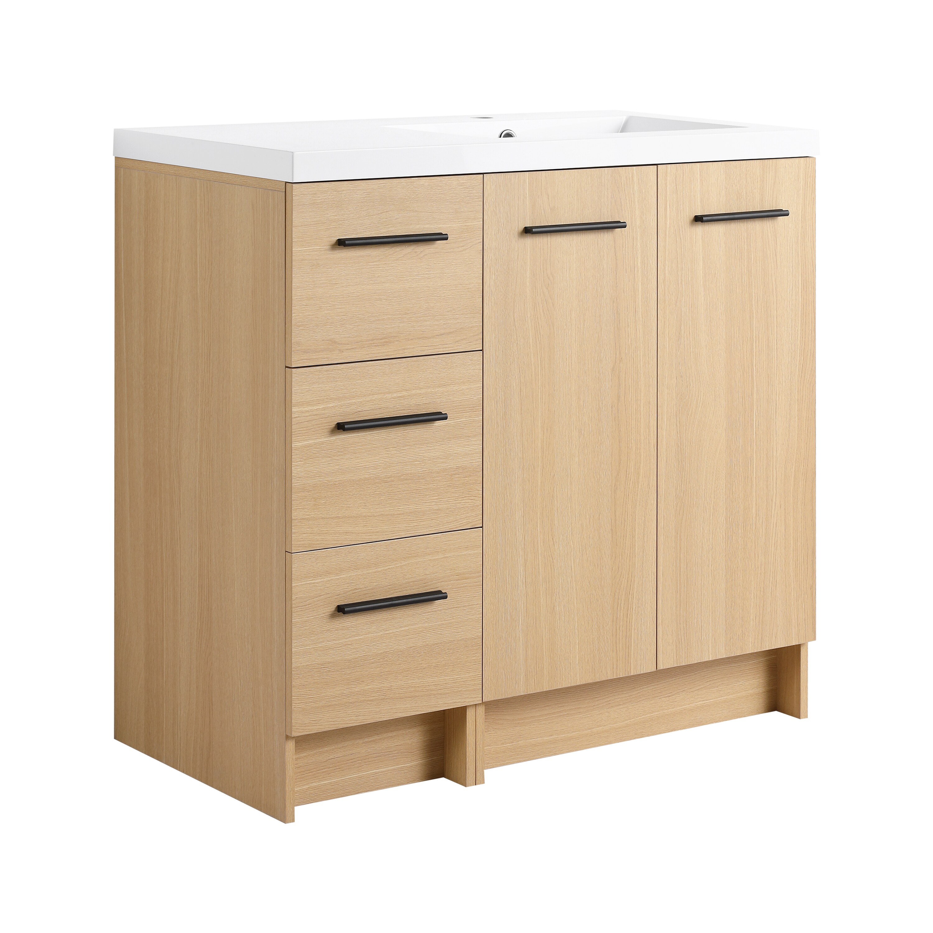 Forclover Bathroom Vanity 36-in Gray Single Sink Bathroom Vanity with White Quartz Top (Fully Assembled)
