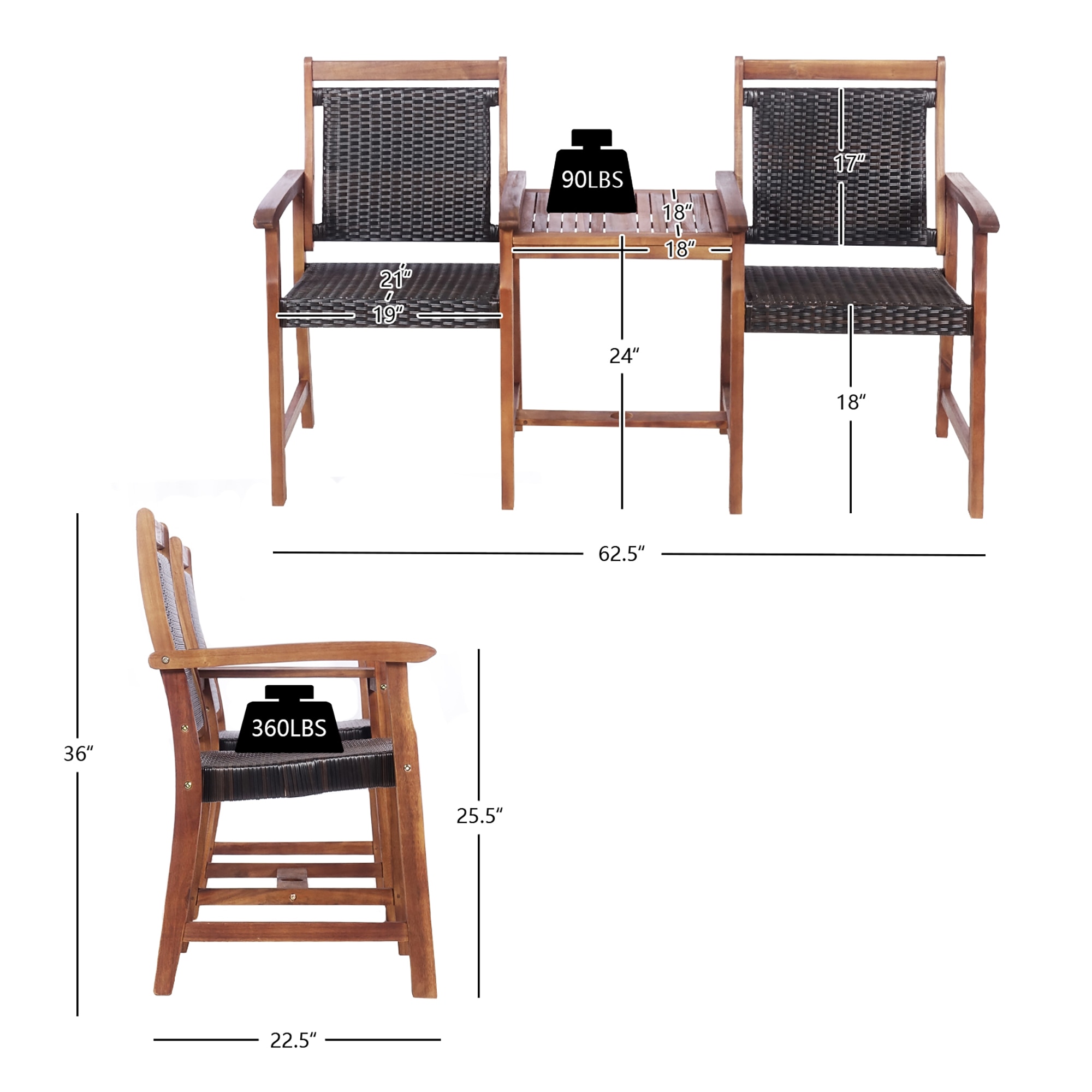 Forclover ALLC-15BK Patio-Conversation-Sets - View #6
