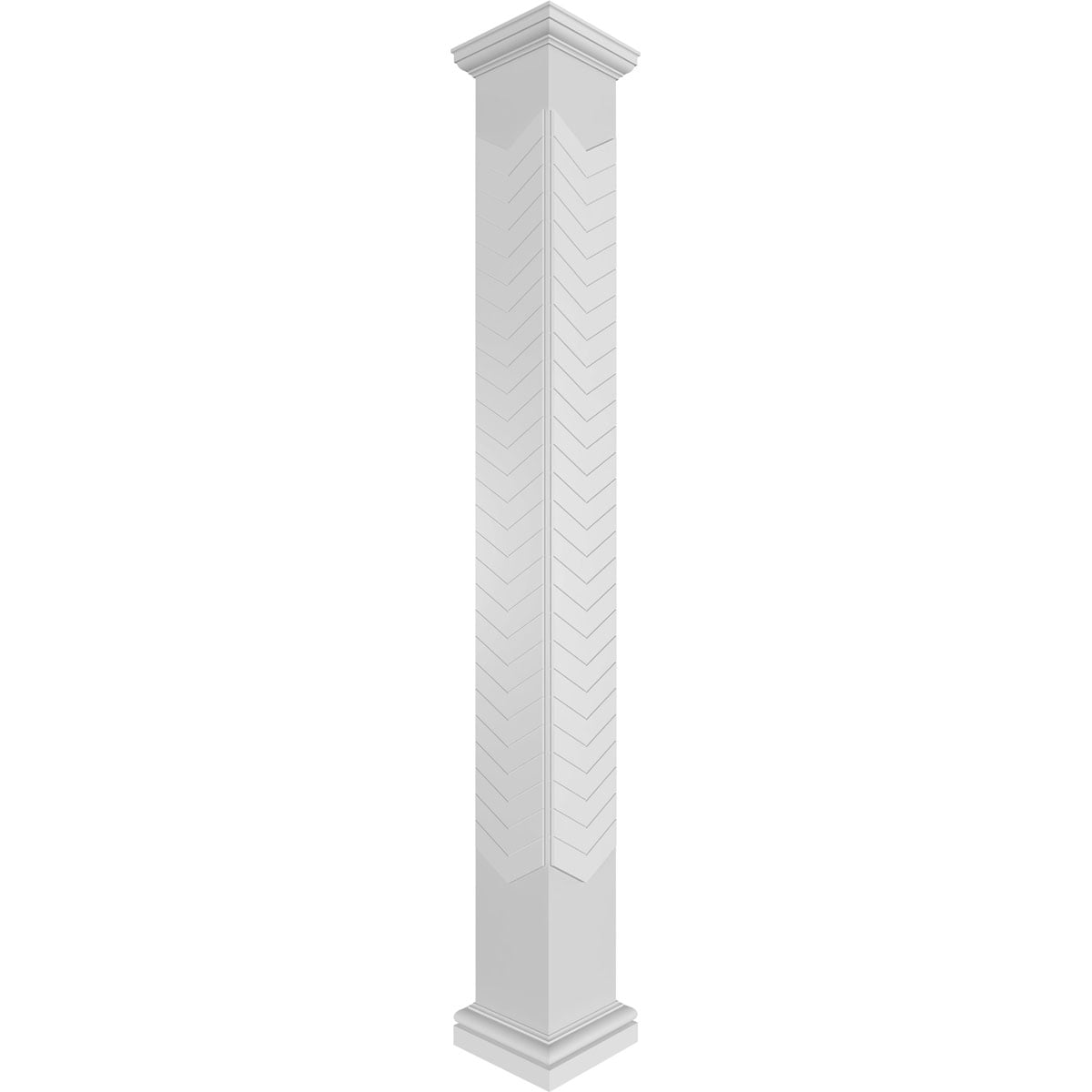 Ekena Millwork CC1009ENCVDTUTU Chevron Modern Fretwork 10-Inches L x 9-Feet Unfinished PVC Column Wrap