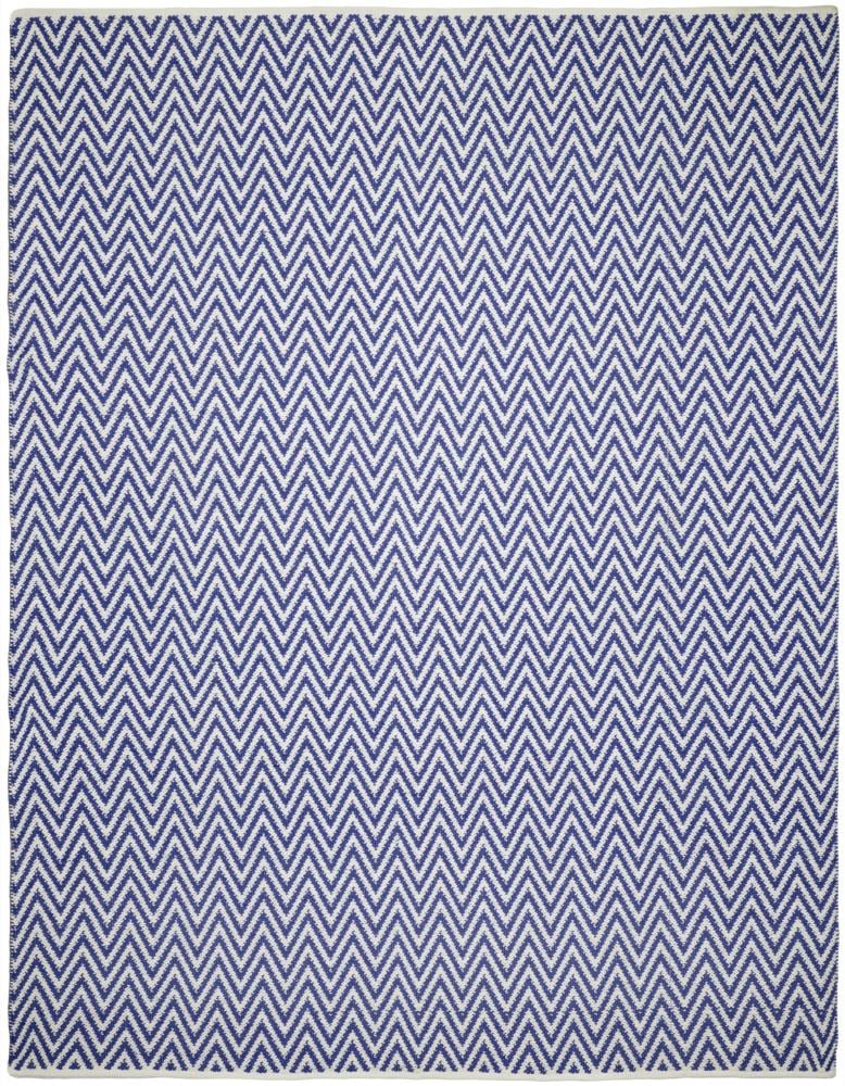 Navy/Ivory Chevron Cotton Flat Woven Area Rug