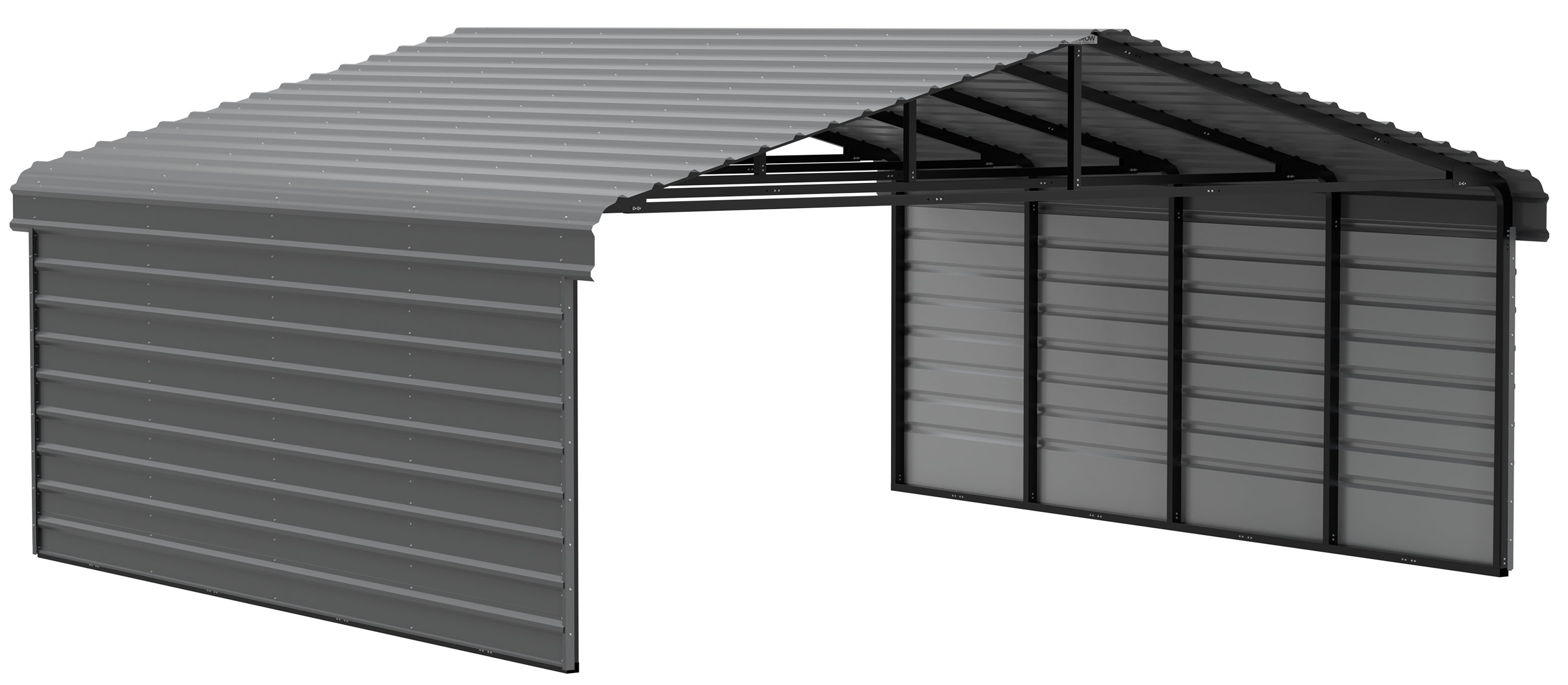 20' x 20' Charcoal Steel Carport Kit with Enclosure