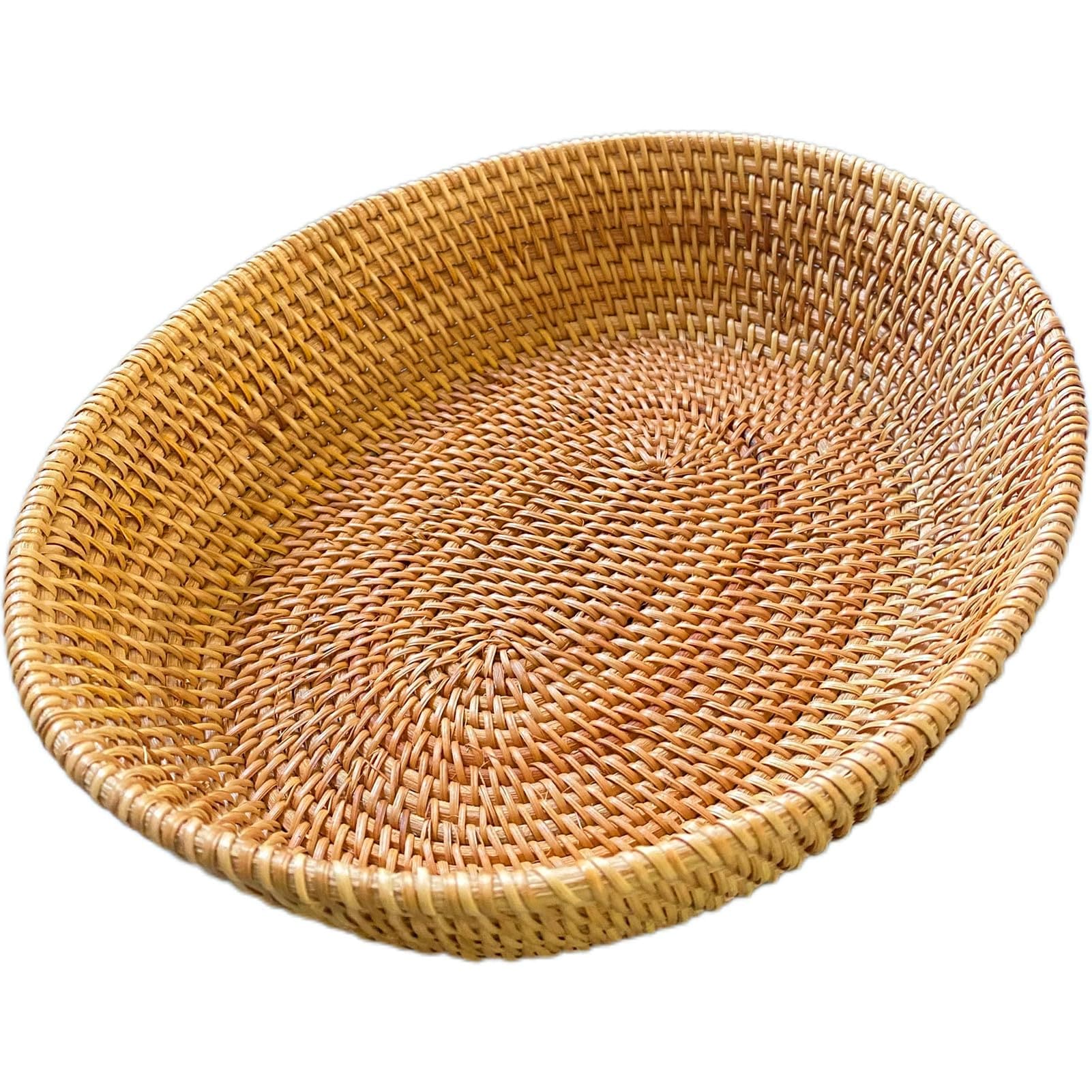 Aoibox  Natural Brown Rattan Woven Oval Serving Tray with 4 Inch High Walls for Kitchen Counter and Table Decor