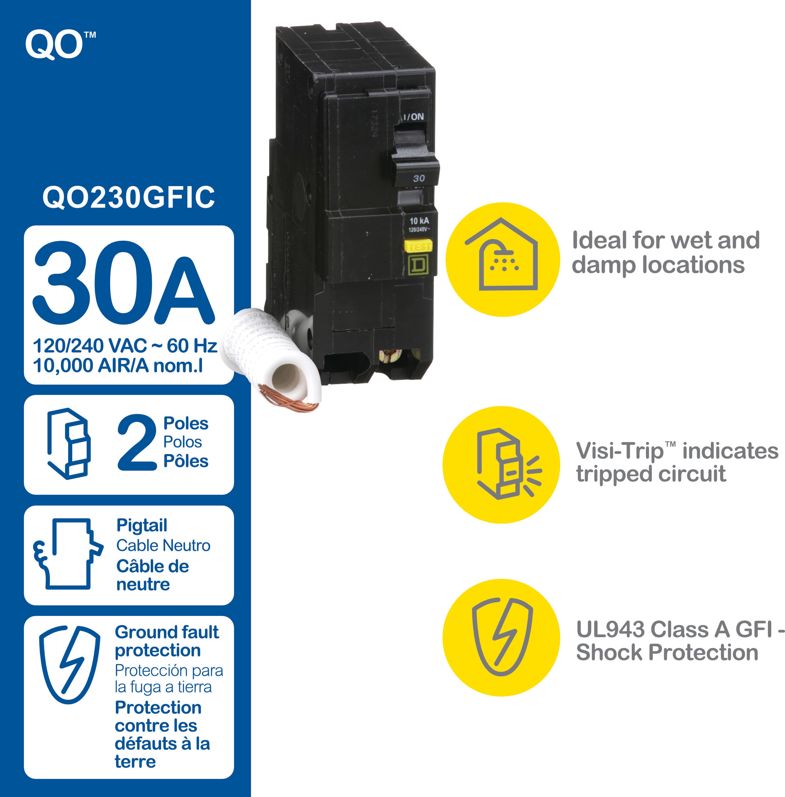 Square D QO 30-amp 2-Pole Standard Trip Circuit Breaker in the Circuit  Breakers department at