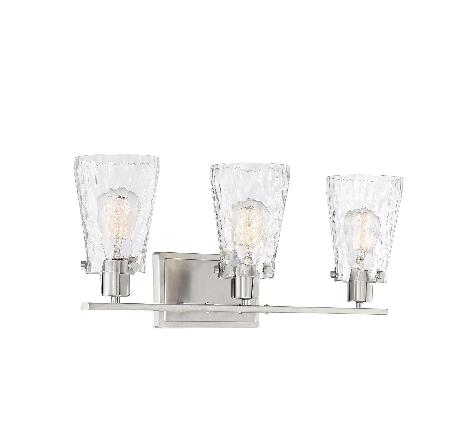 Satin Nickel 3-Light Cylinder Vanity Fixture with Clear Glass Shades