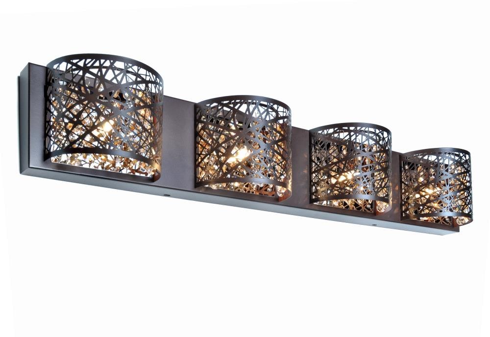 Luxurious Bronze 4-Light Vanity with Cognac Crystal Accents