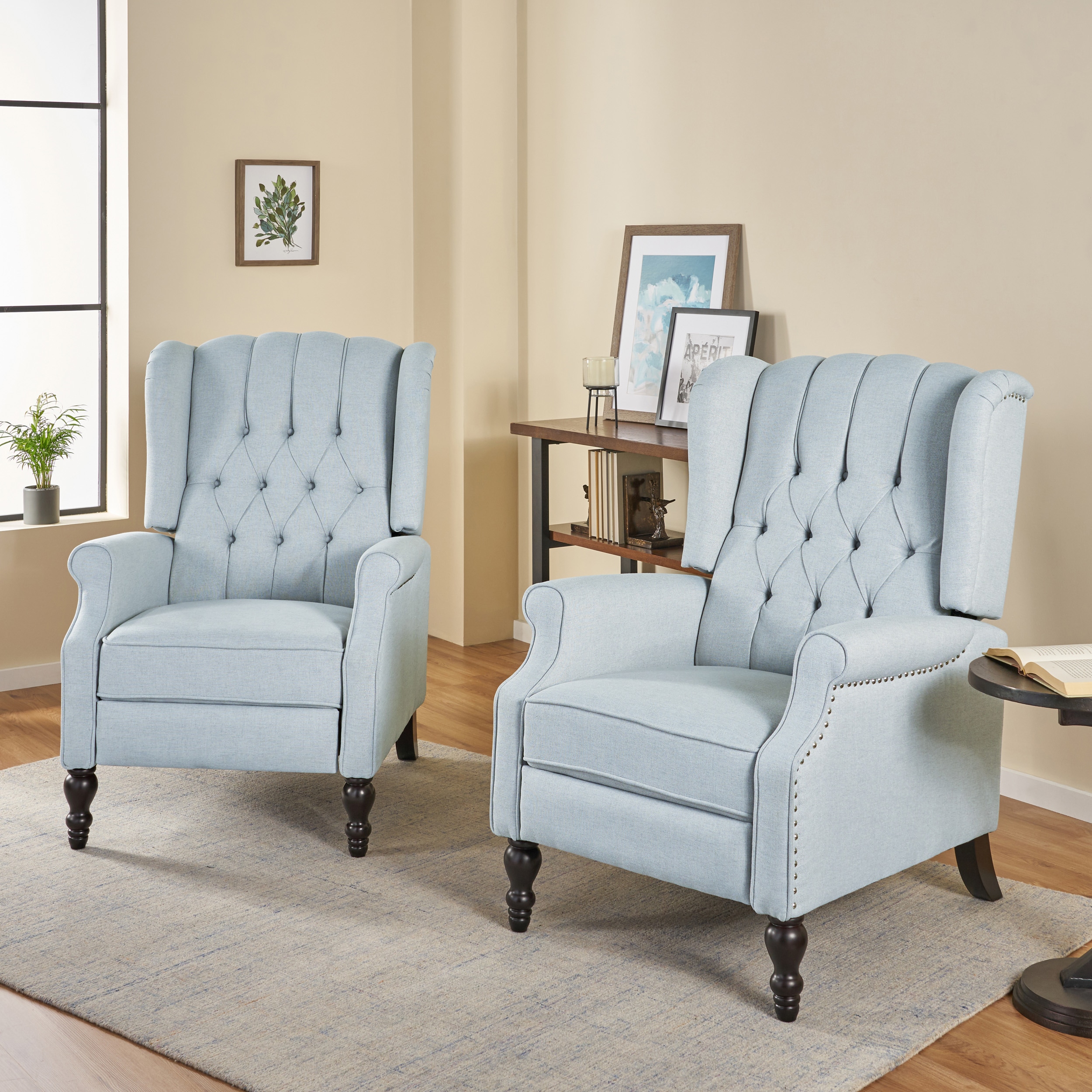 Christopher Knight Home 312264 Walter Tufted Fabric Recliners  Set of 2