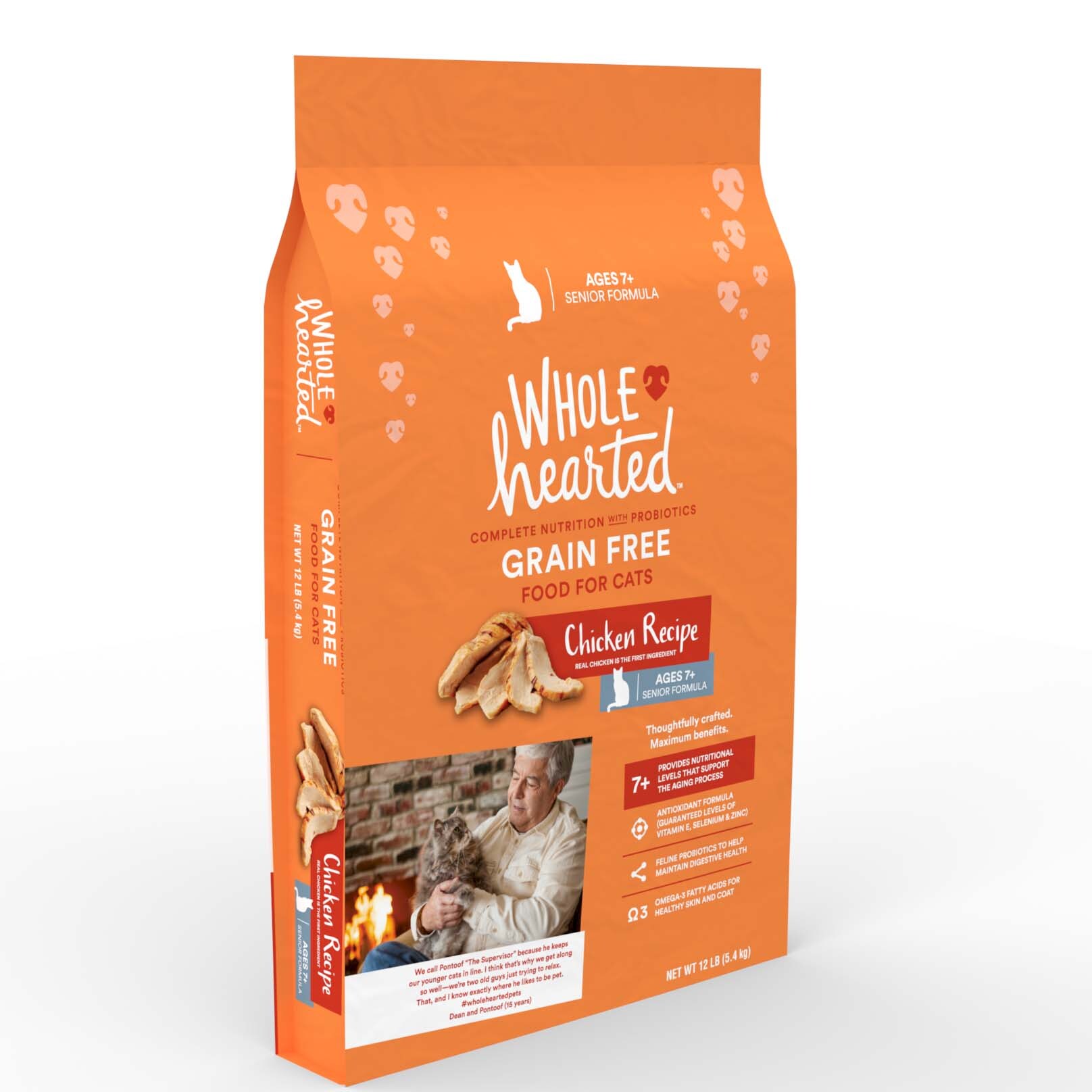 WholeHearted Grain Free Senior Chicken Recipe Dry Cat Food, 12 lbs ...