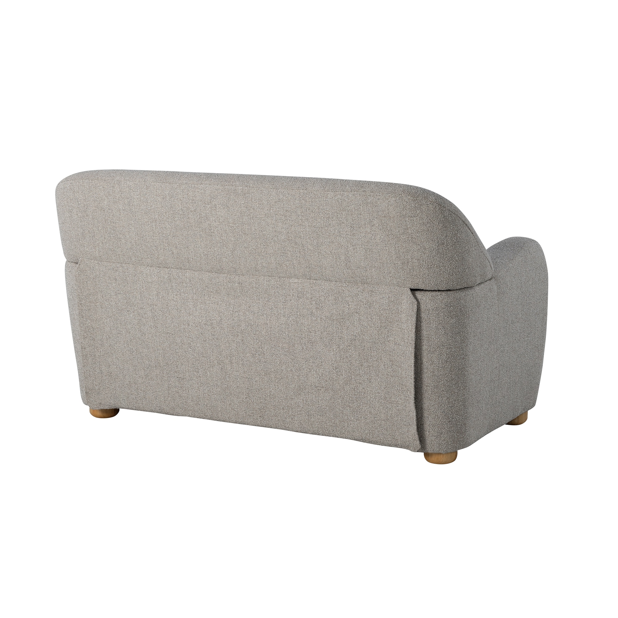 Pebble Gray Boucle Fabric Loveseat with Round Arms and Storage