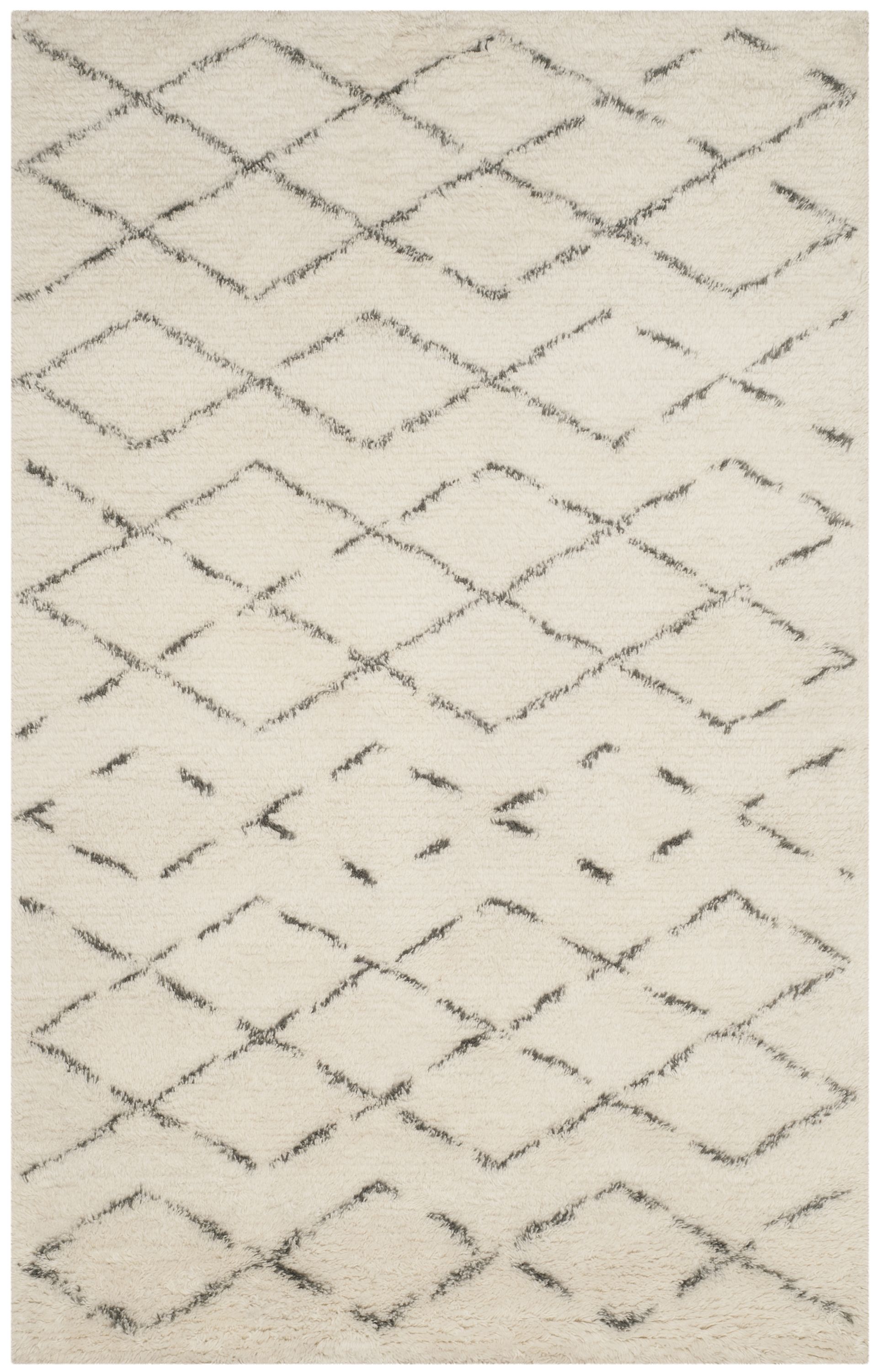 Safavieh CSB847B-4 Casablanca Guerir 4 x 6 (ft) Tufted Wool Ivory/Gray Rectangular Indoor Abstract Moroccan Area rug