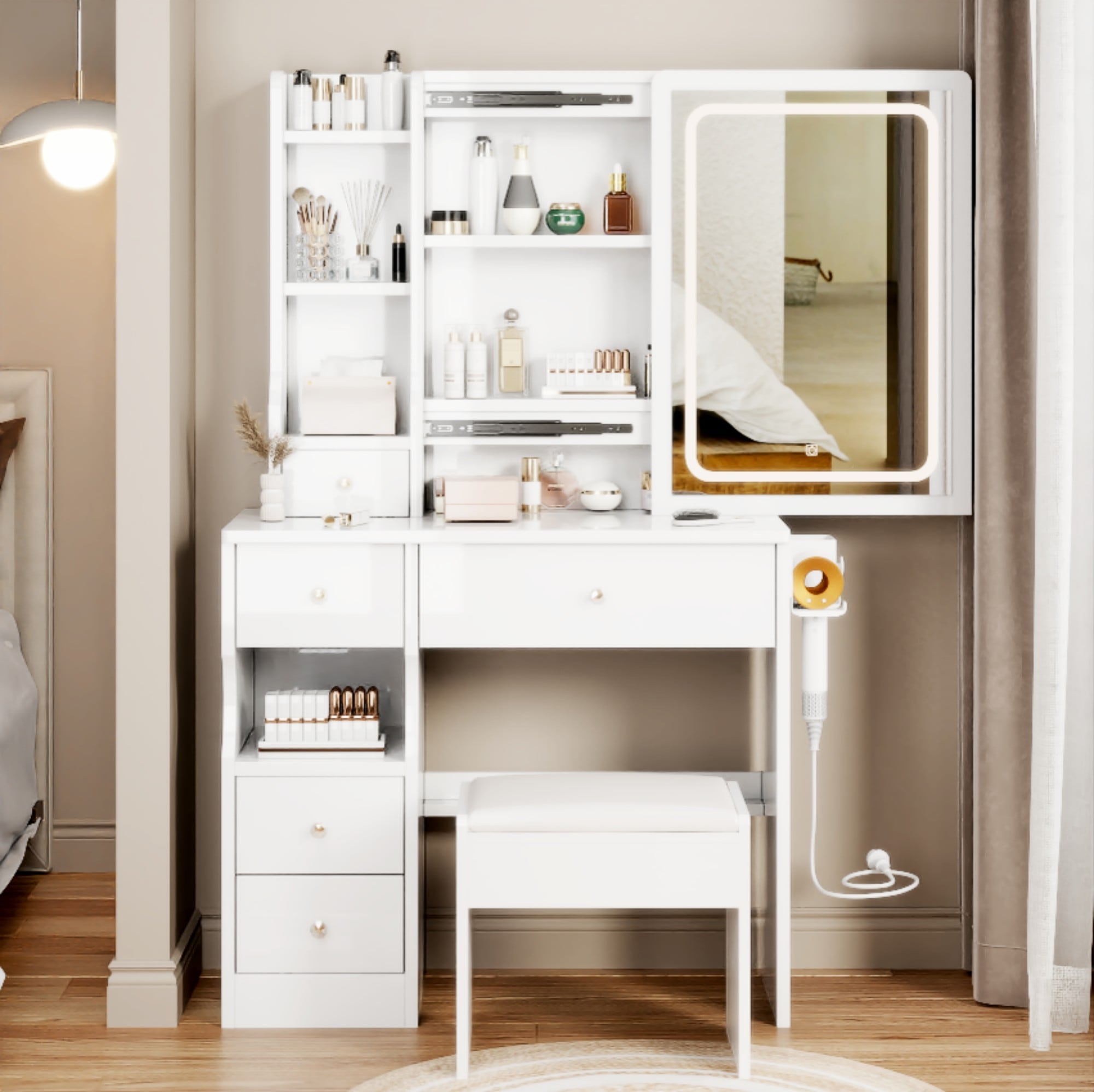 ToolCat PLP1-13-BHH 29.1-in White Makeup Vanity